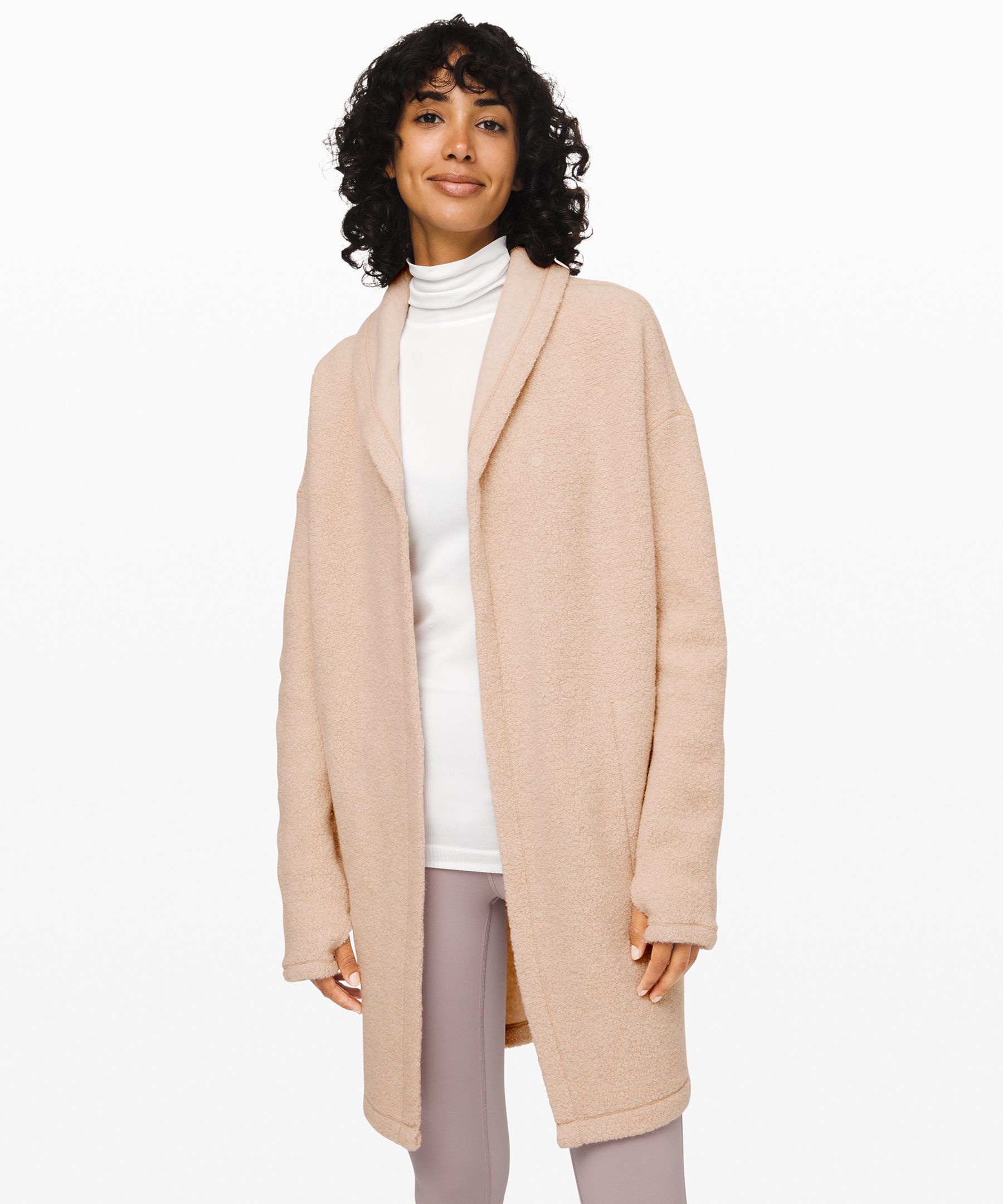 Lululemon Sincerely Sherpa Wrap In Heathered Cashew
