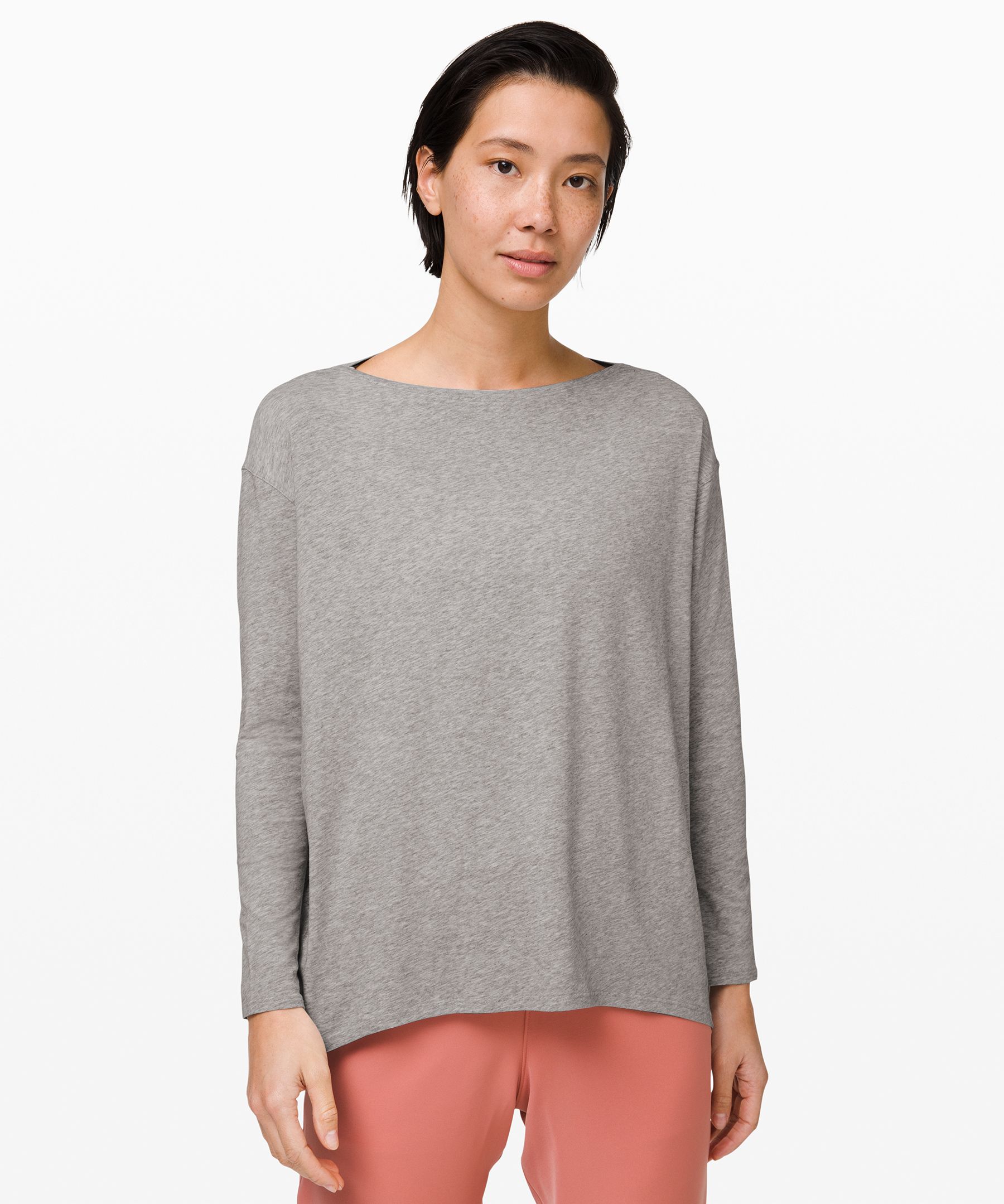 Lululemon Back In Action Long Sleeve Shirt In Heathered Core Light Grey