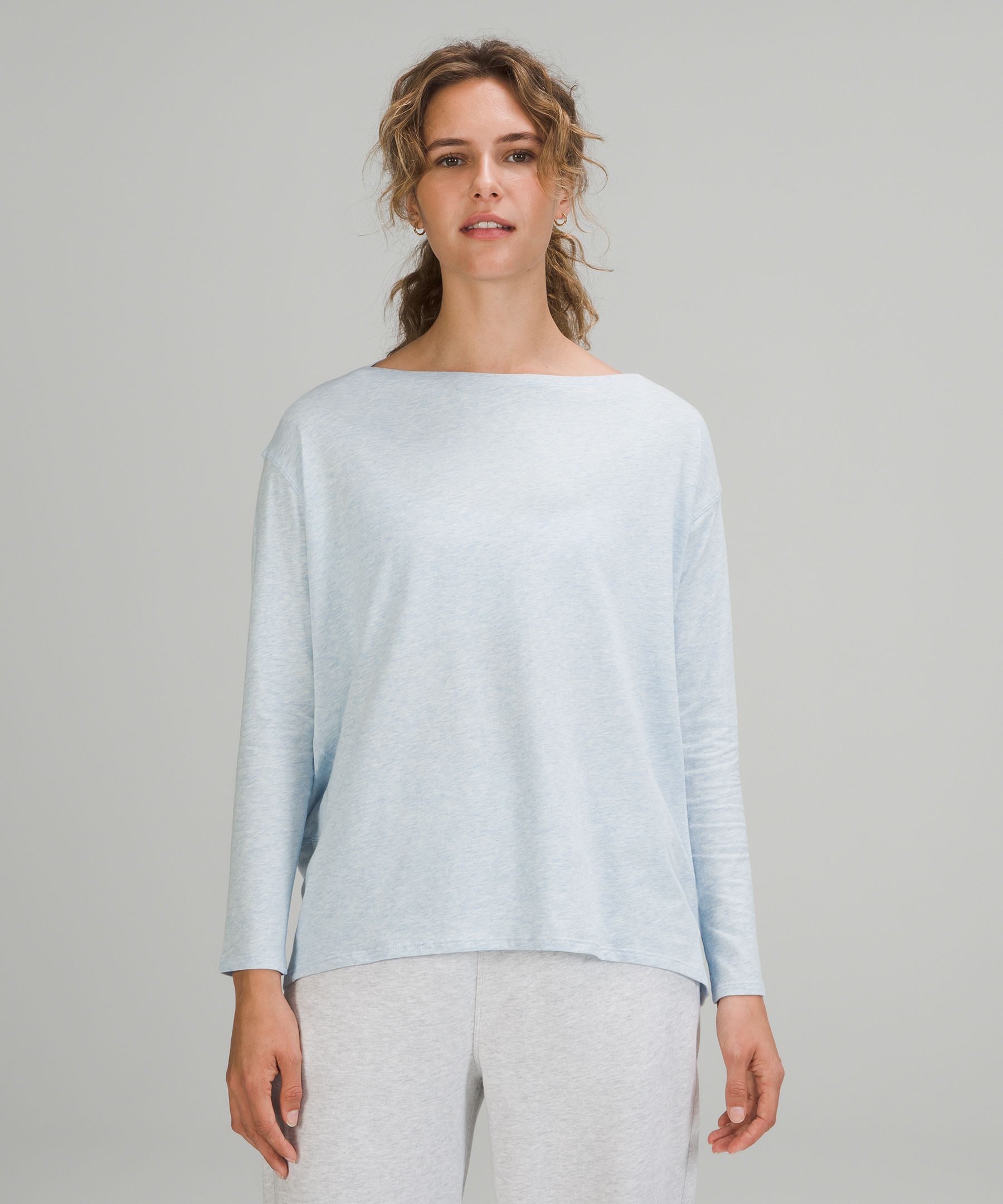 Lululemon Back In Action Long Sleeve Shirt In Heathered Blue Linen