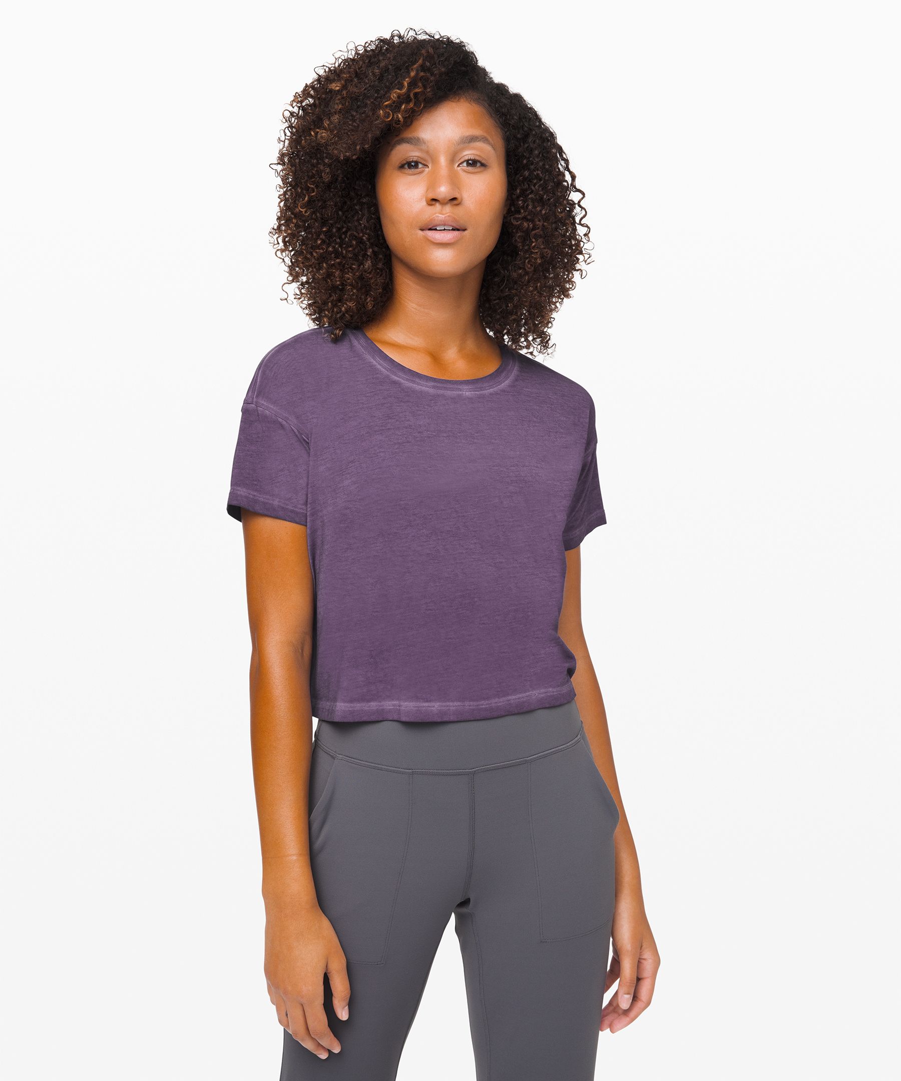 Lululemon Cates Crop Tee *fade In Washed Purple Ink