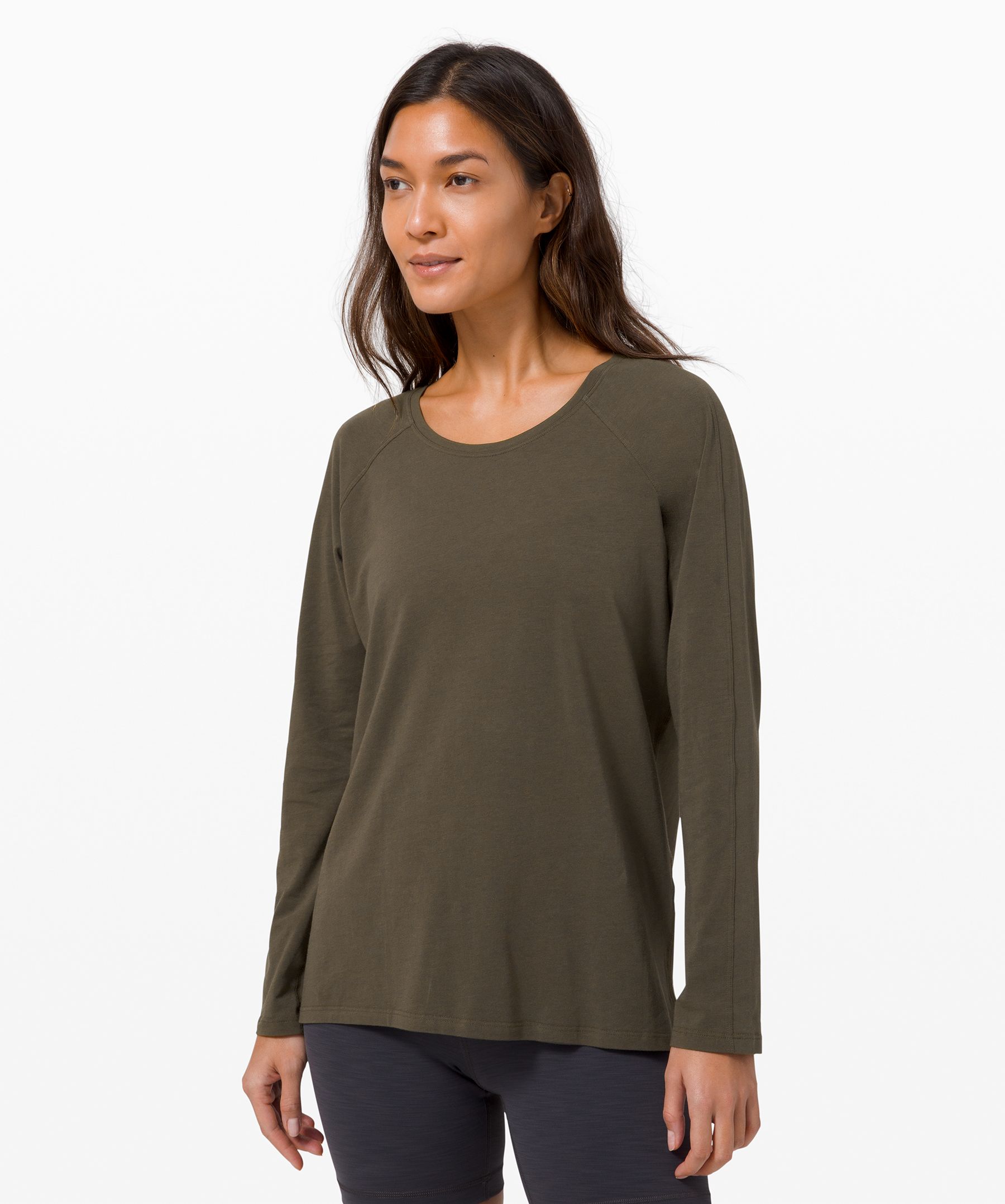 Lululemon Emerald Long Sleeve In Dark Olive