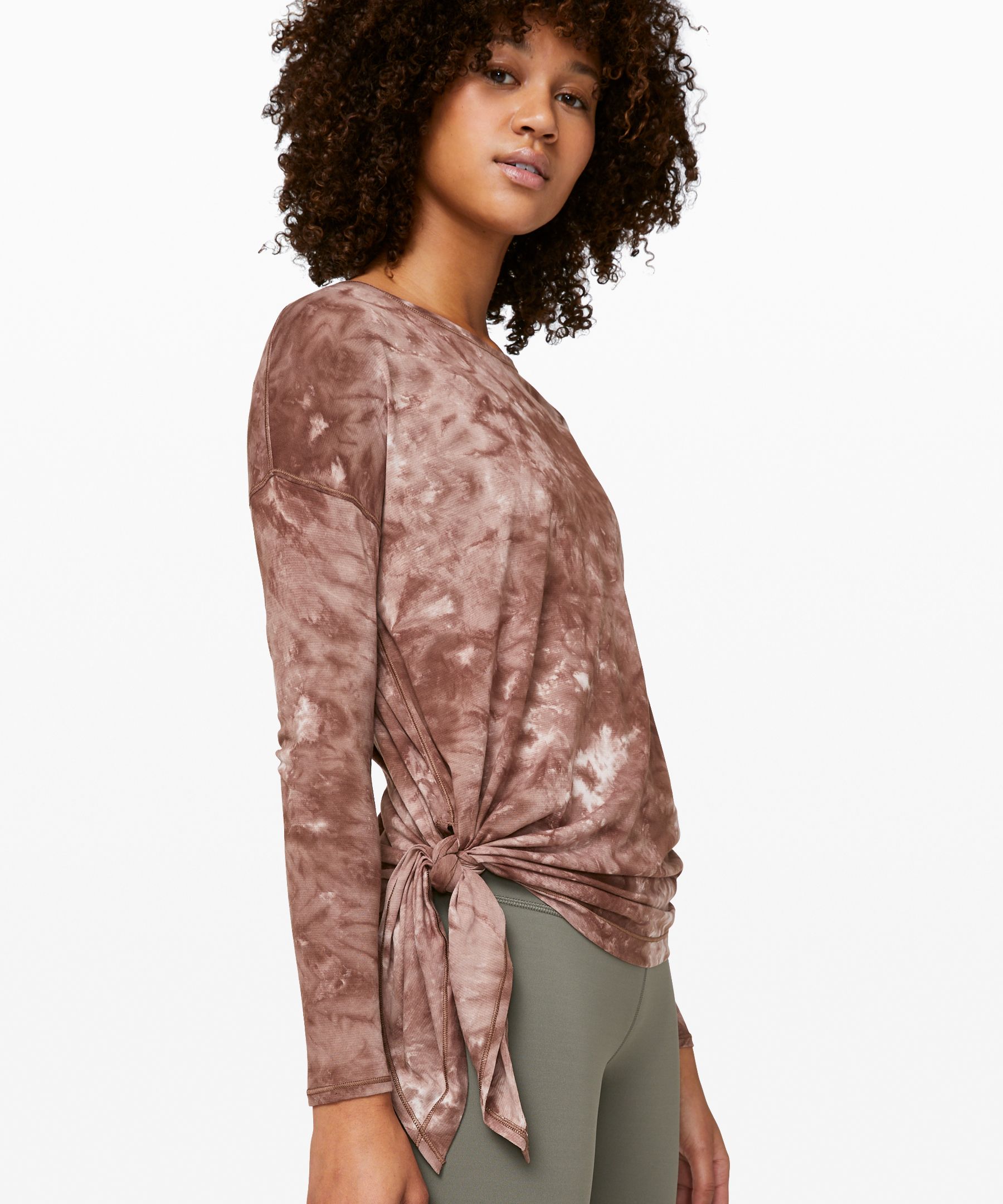 Lululemon To The Point Long Sleeve *mist In Diamond Dye Pink Bliss Spanish Oak