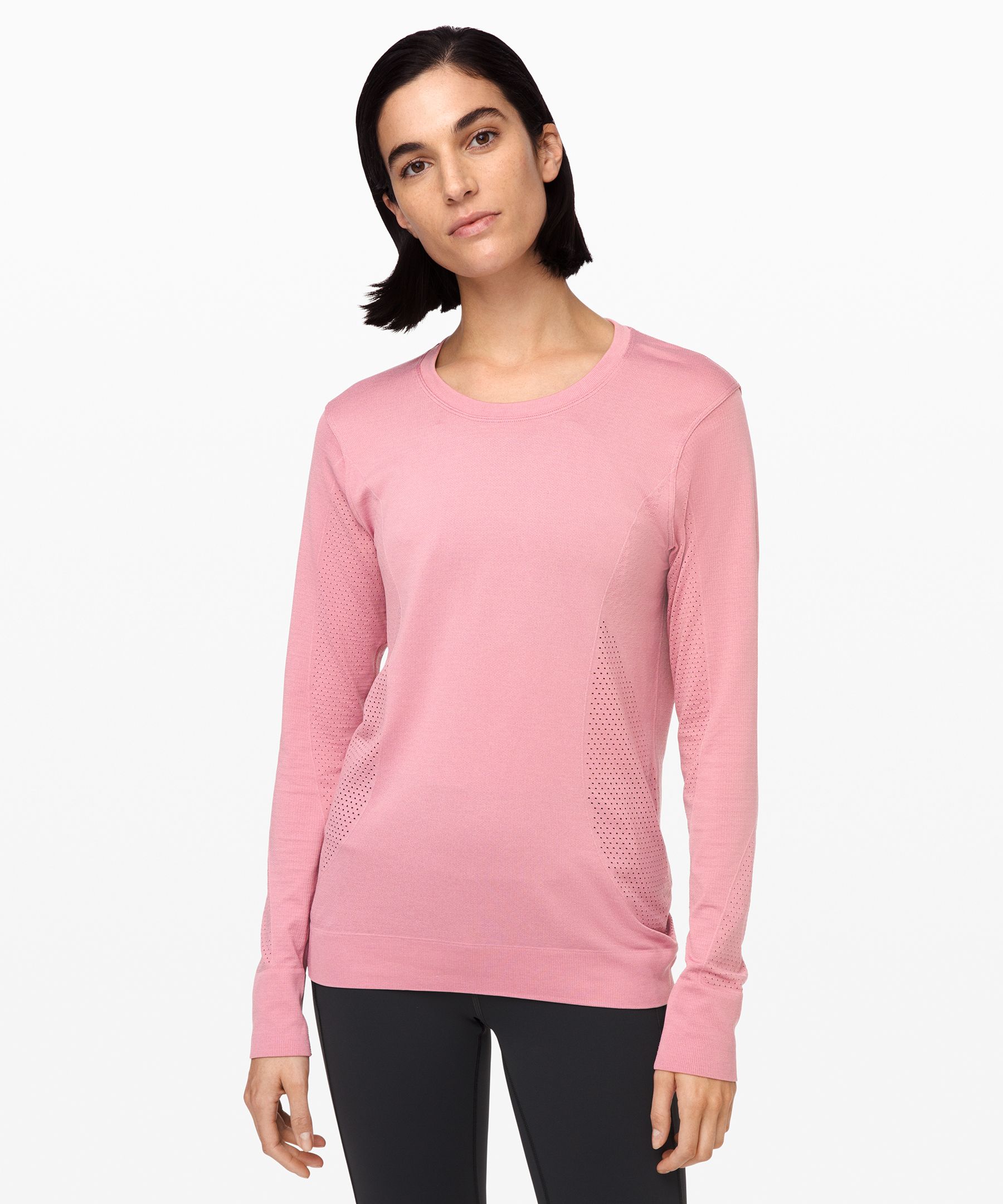 Lululemon Breeze By Long Sleeve*fusion In Pink Taupe/pink Taupe