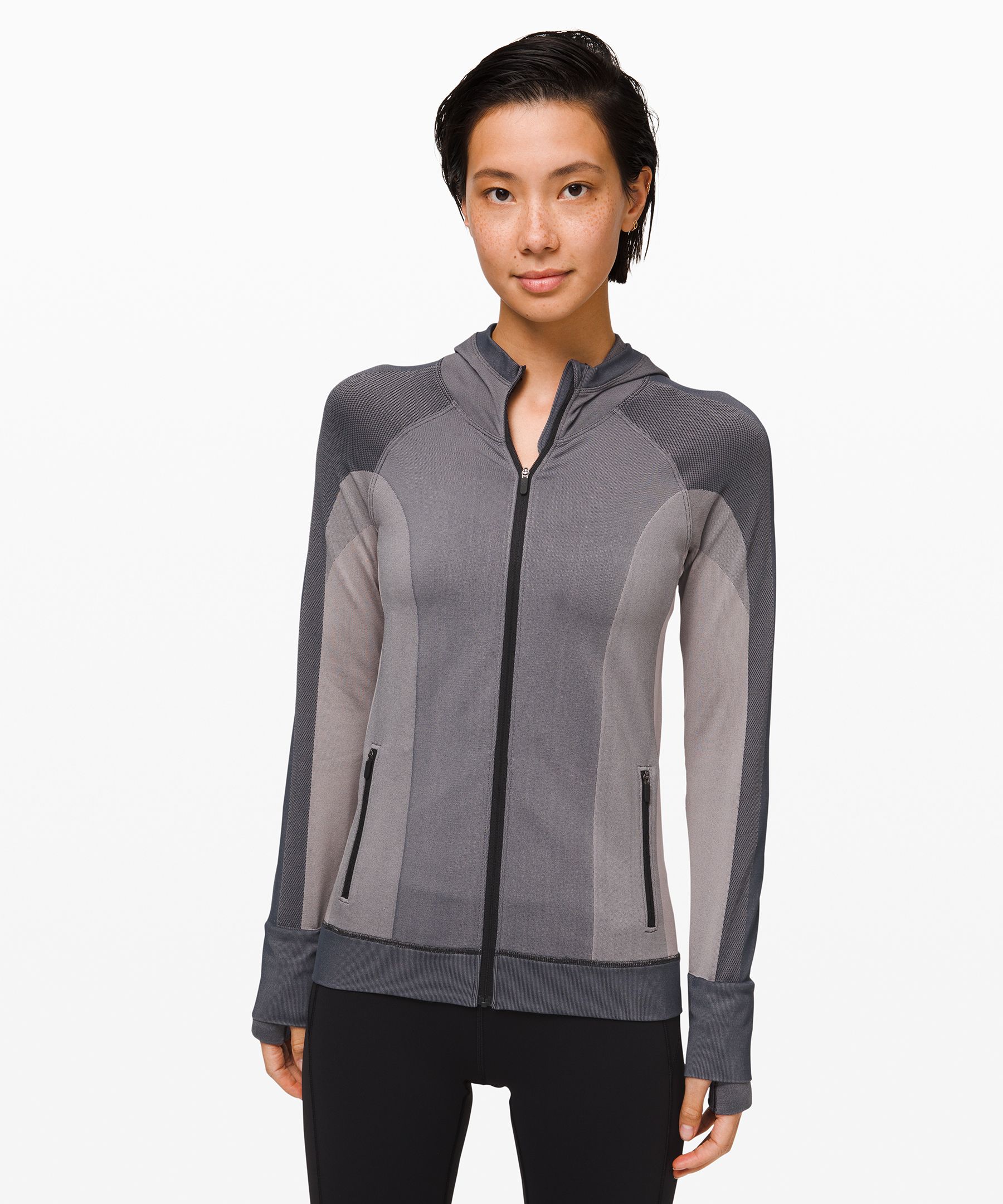 Lululemon Ebb To Train Jacket *abstract In Black/dark Chrome