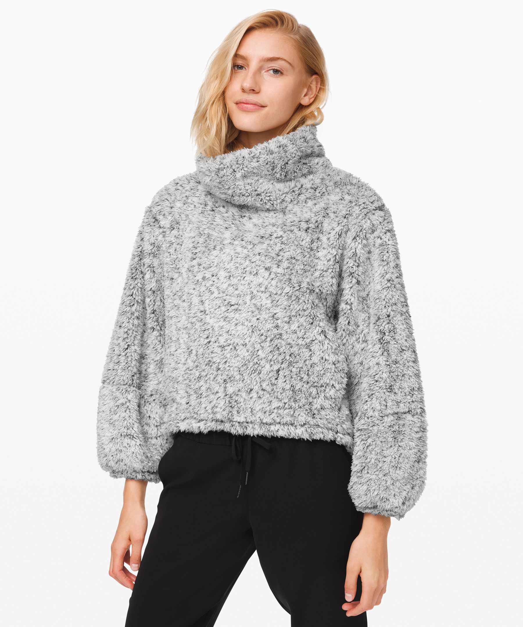 Lululemon Womens Size 6 Mock Neck Sweatshirt Gray Pullover Cowl