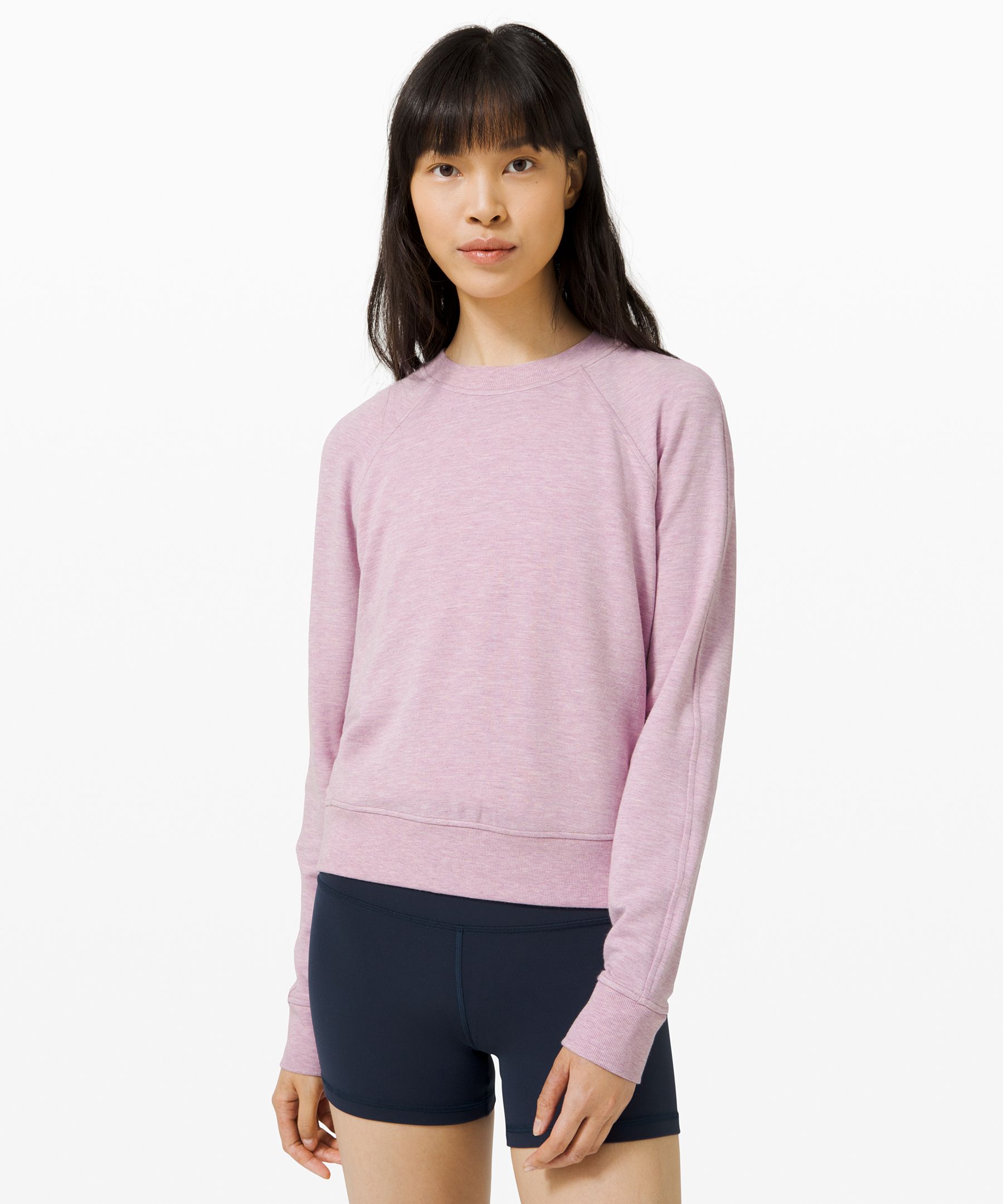 Lululemon Warm Down Crew *online Only In Heathered Pink Taupe