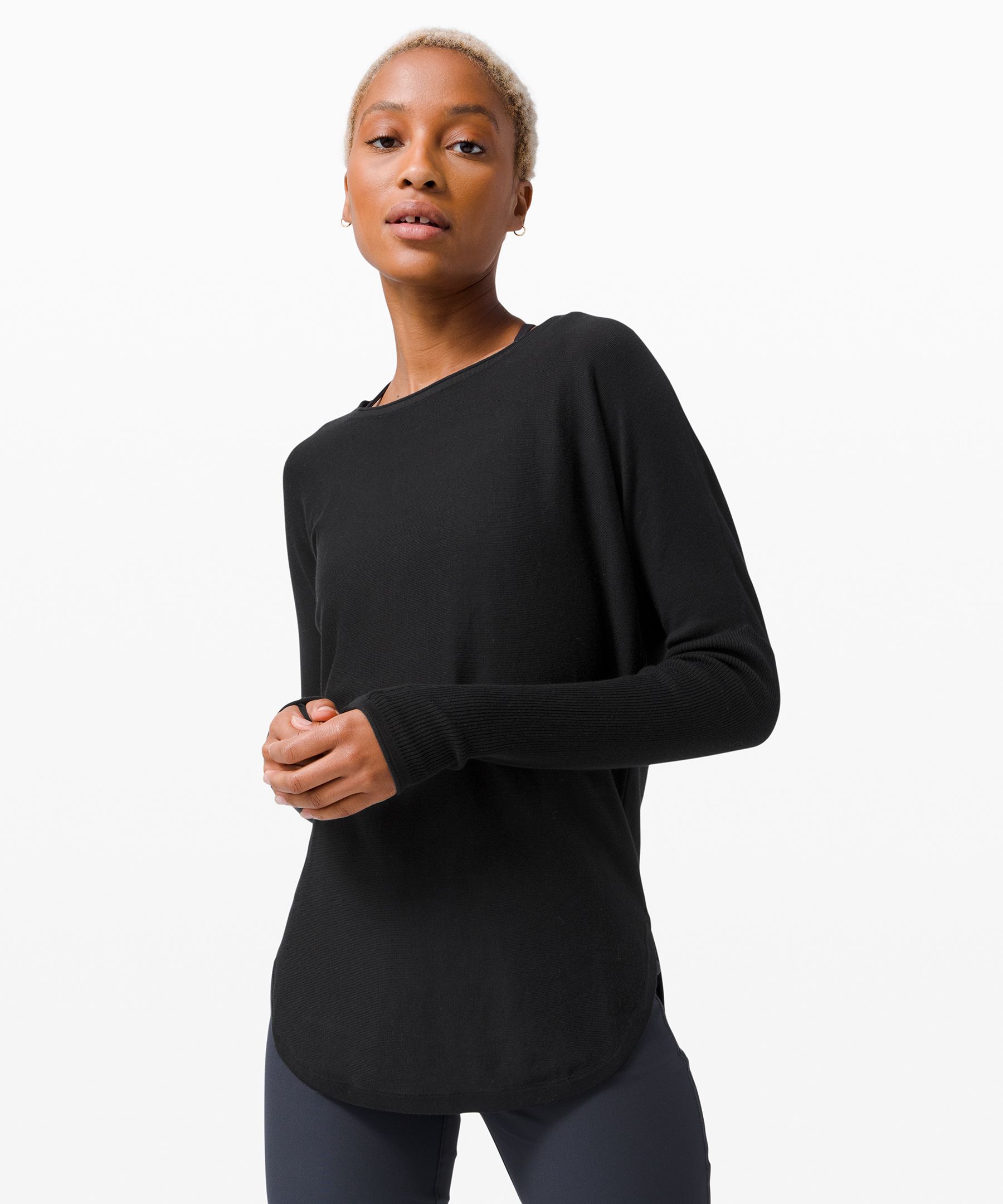 lululemon athletica, Tops, Lululemon Black Crew Neck Sweatshirt Size 6