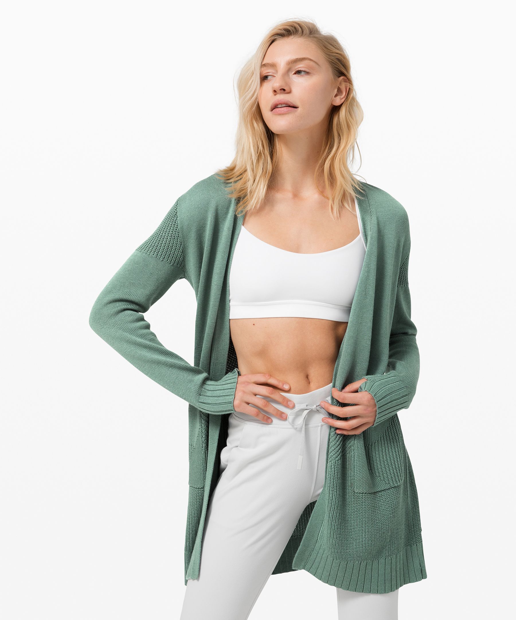 Lululemon Sincerely Yours Wrap Sweater In Tidewater Teal | ModeSens