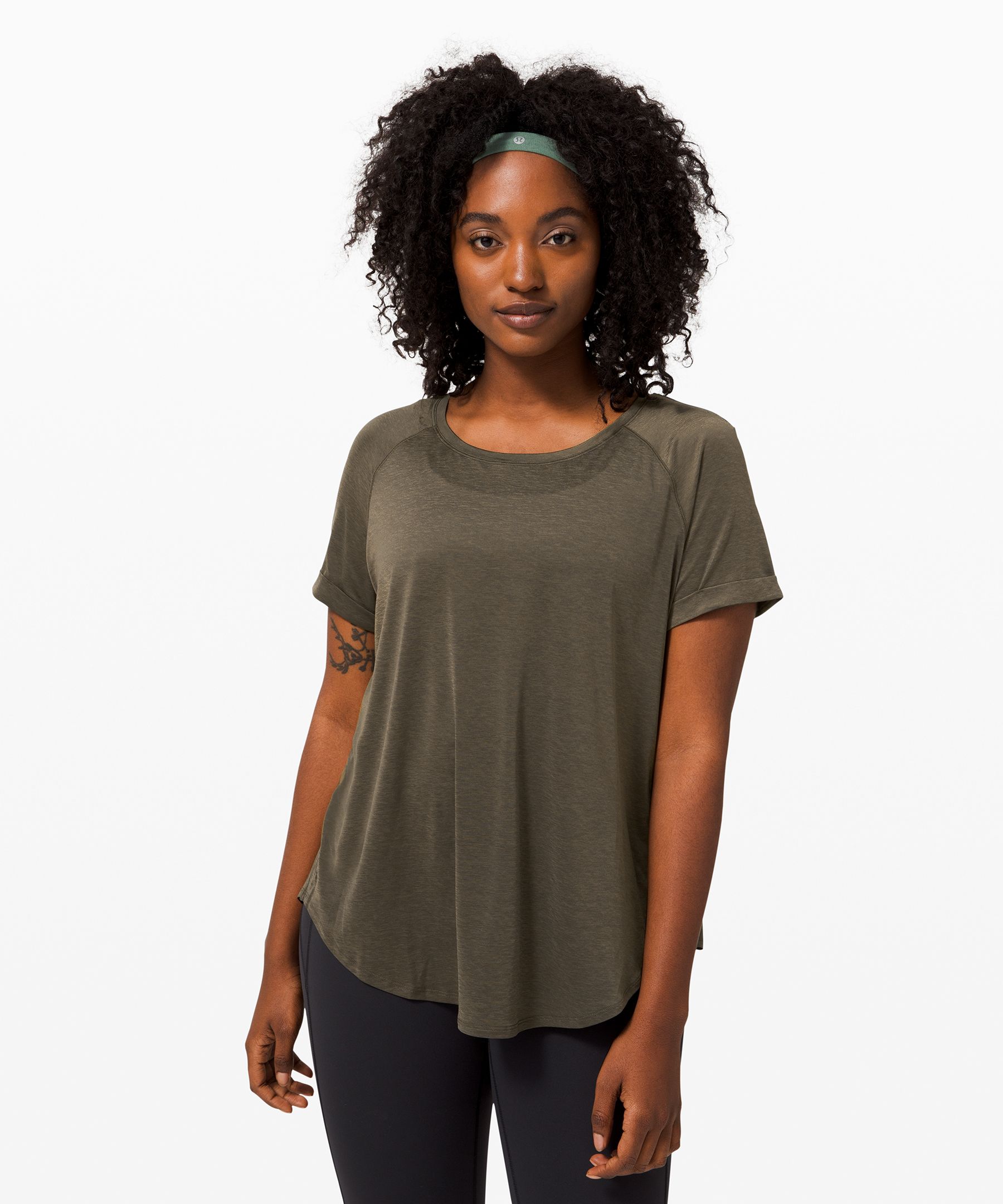 Cross Back Short Sleeve Top & Reviews - Brown - Sustainable Yoga Tops