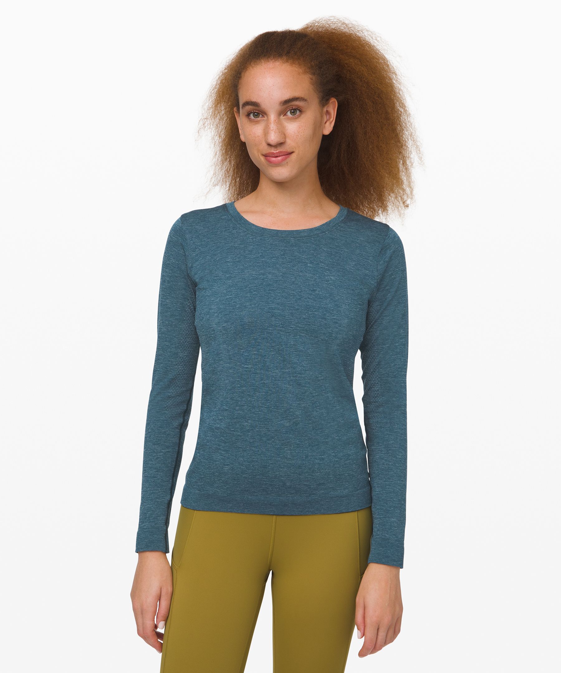 Lululemon Swiftly Relaxed Long Sleeve In Blue Charcoal/night Diver