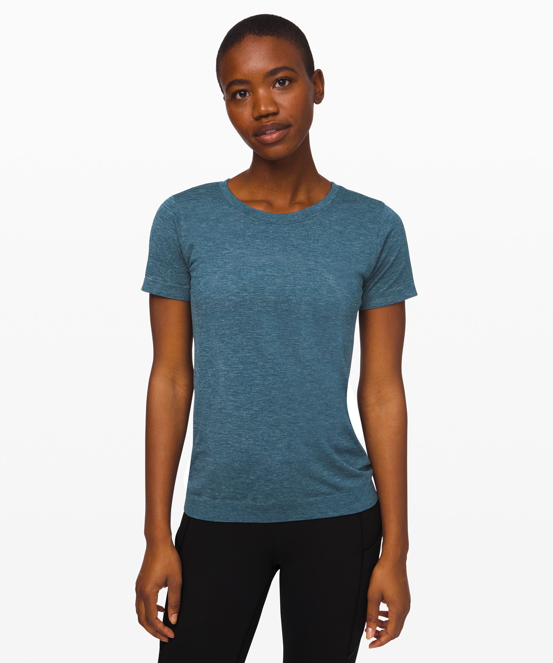 Lululemon Swiftly Relaxed Short Sleeve In Blue Charcoal/night Diver