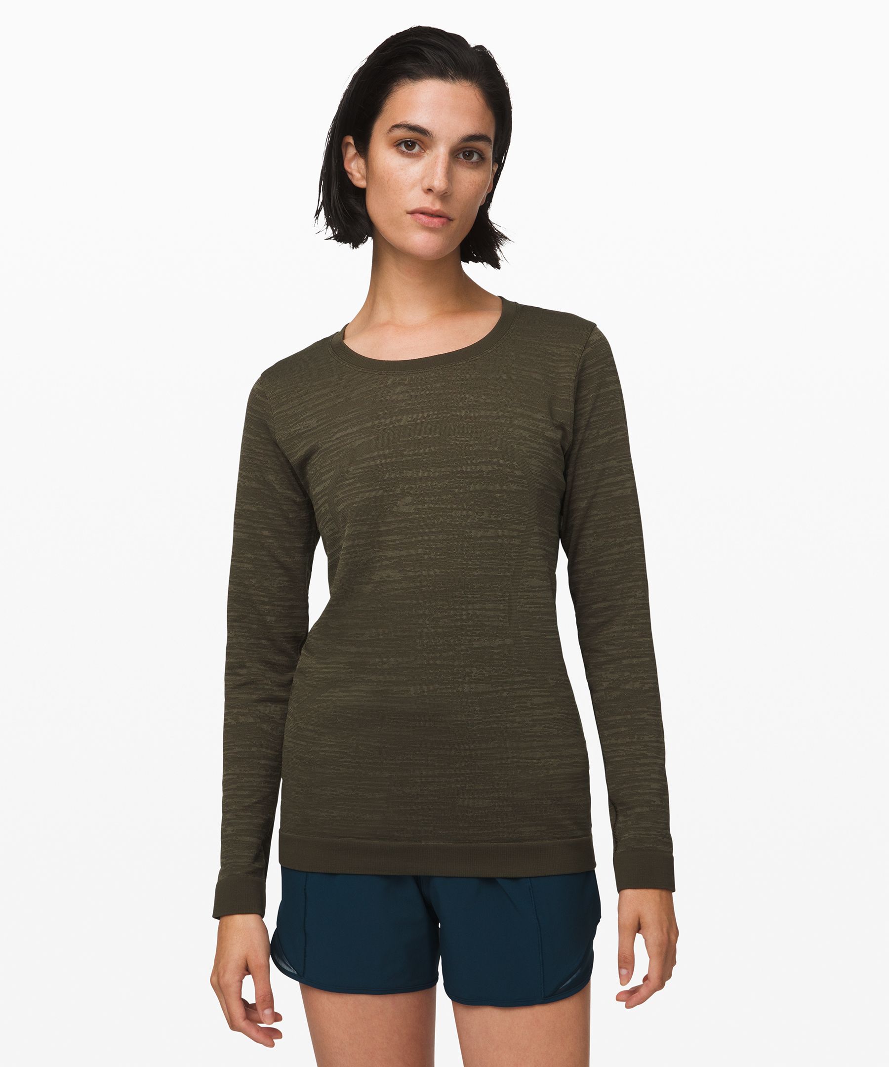 Lululemon Swiftly Tech Long Sleeve Crew In Dark Olive/dark Olive