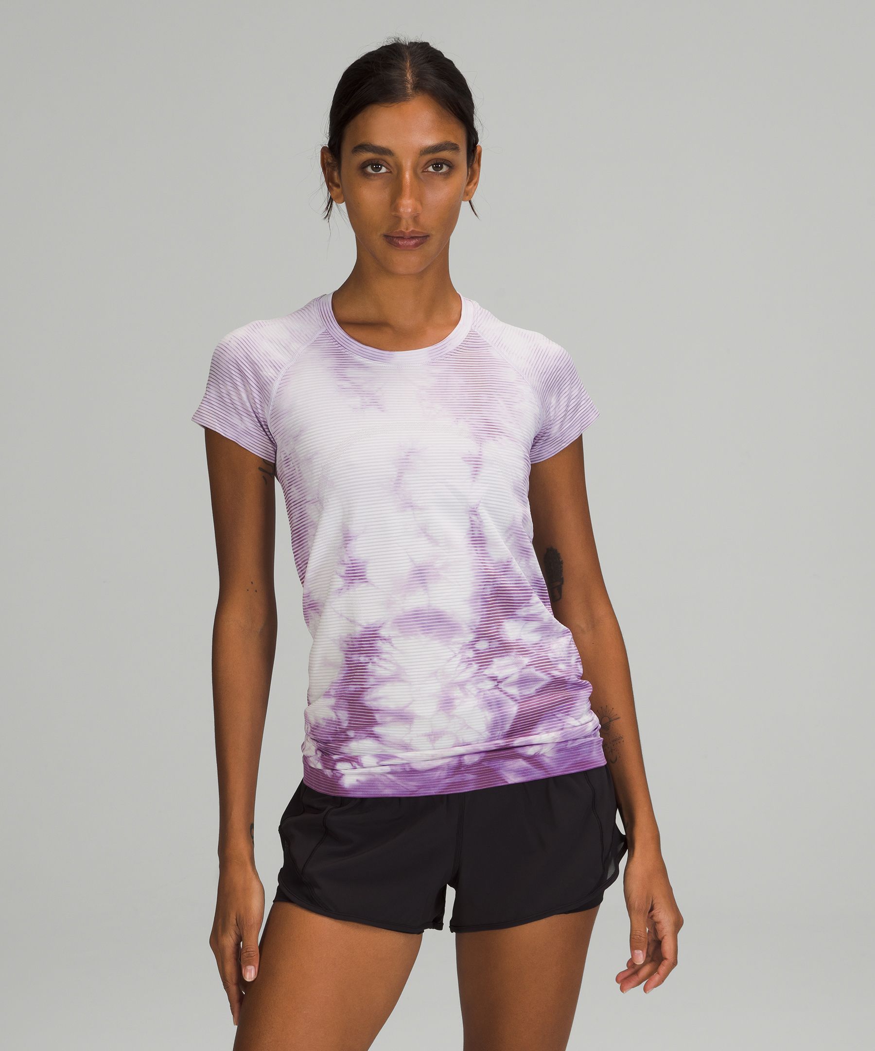Lululemon Swiftly Tech Short Sleeve Shirt 2.0 In Shibori Stripe Wisteria Purple