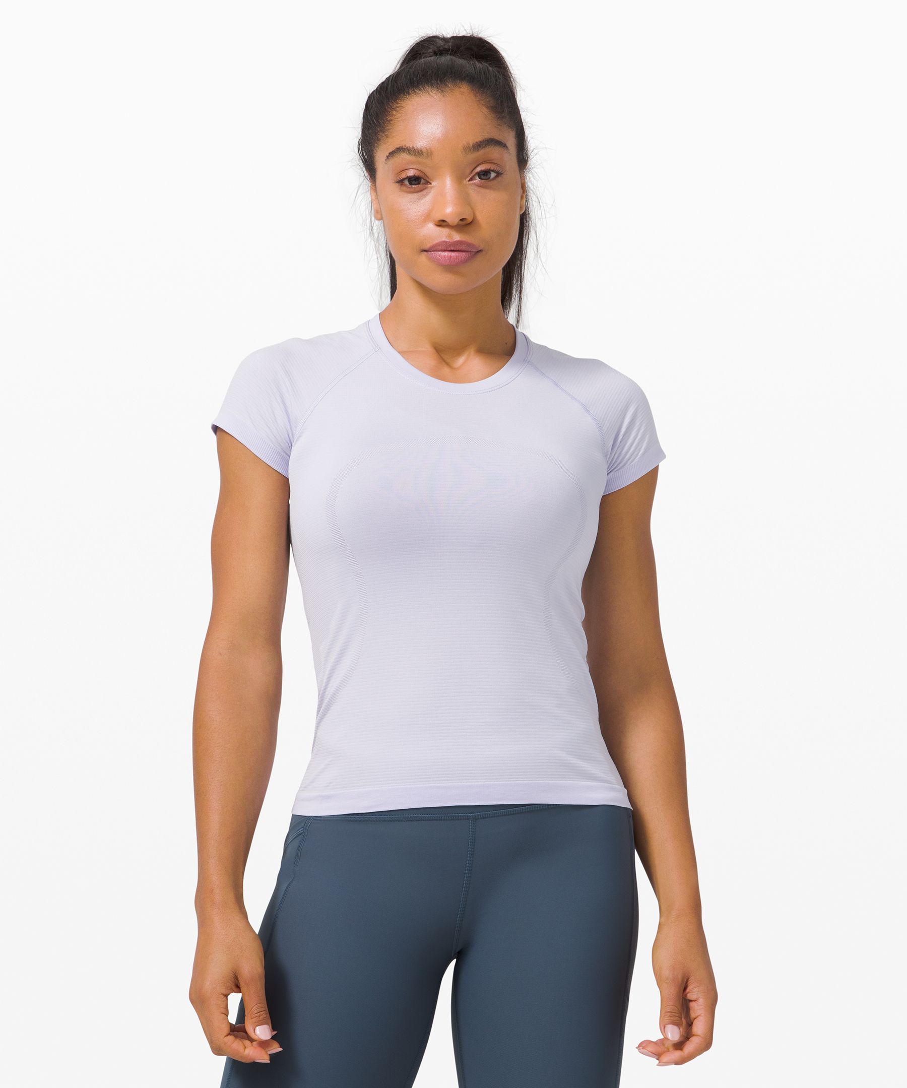 Lululemon Women'S Swiftly Tech Short Sleeve Shirt 2.0 Marble, White/White  Size 18