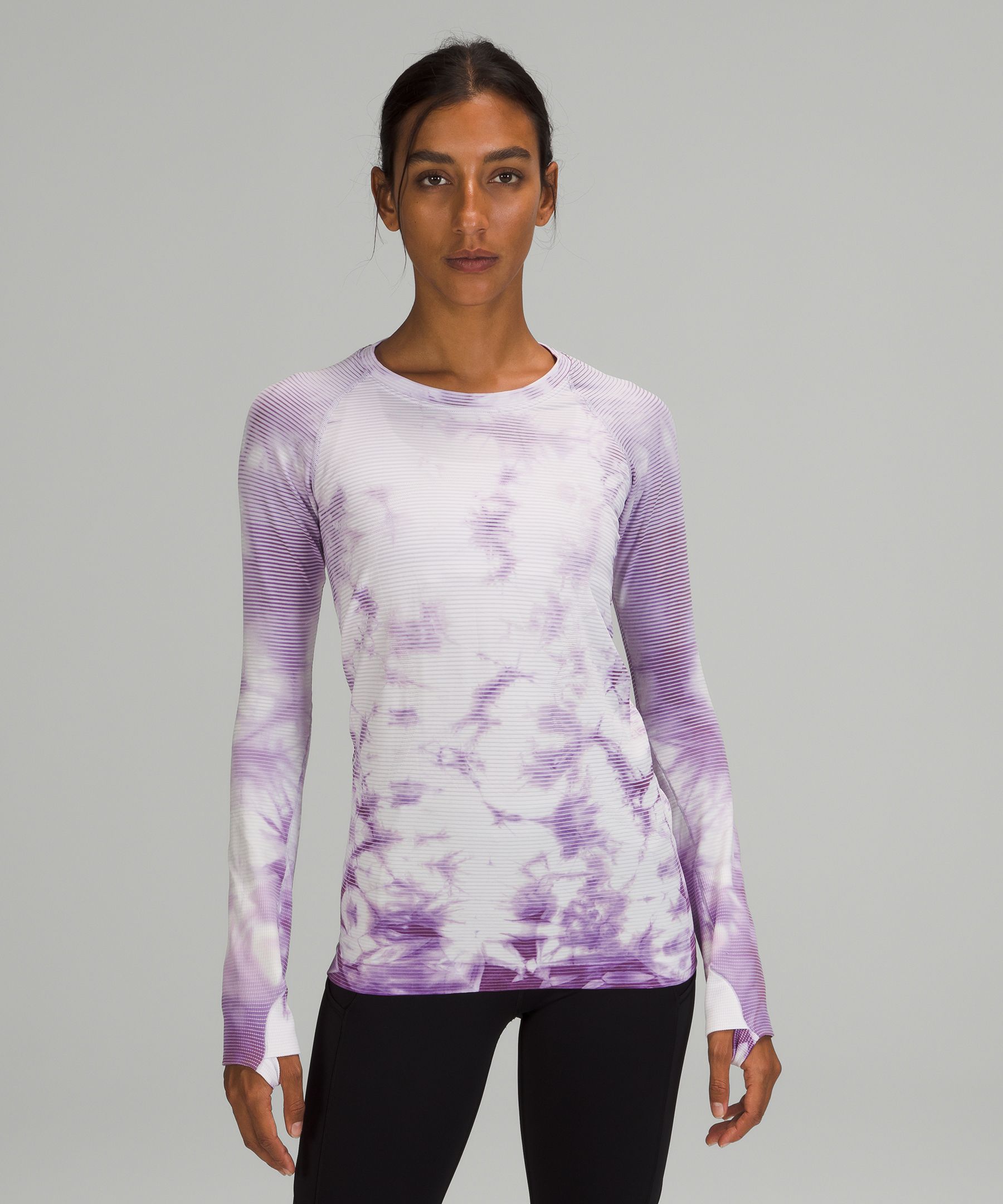 Lululemon Swiftly Tech Long Sleeve Shirt 2.0 In Shibori Stripe Wisteria Purple