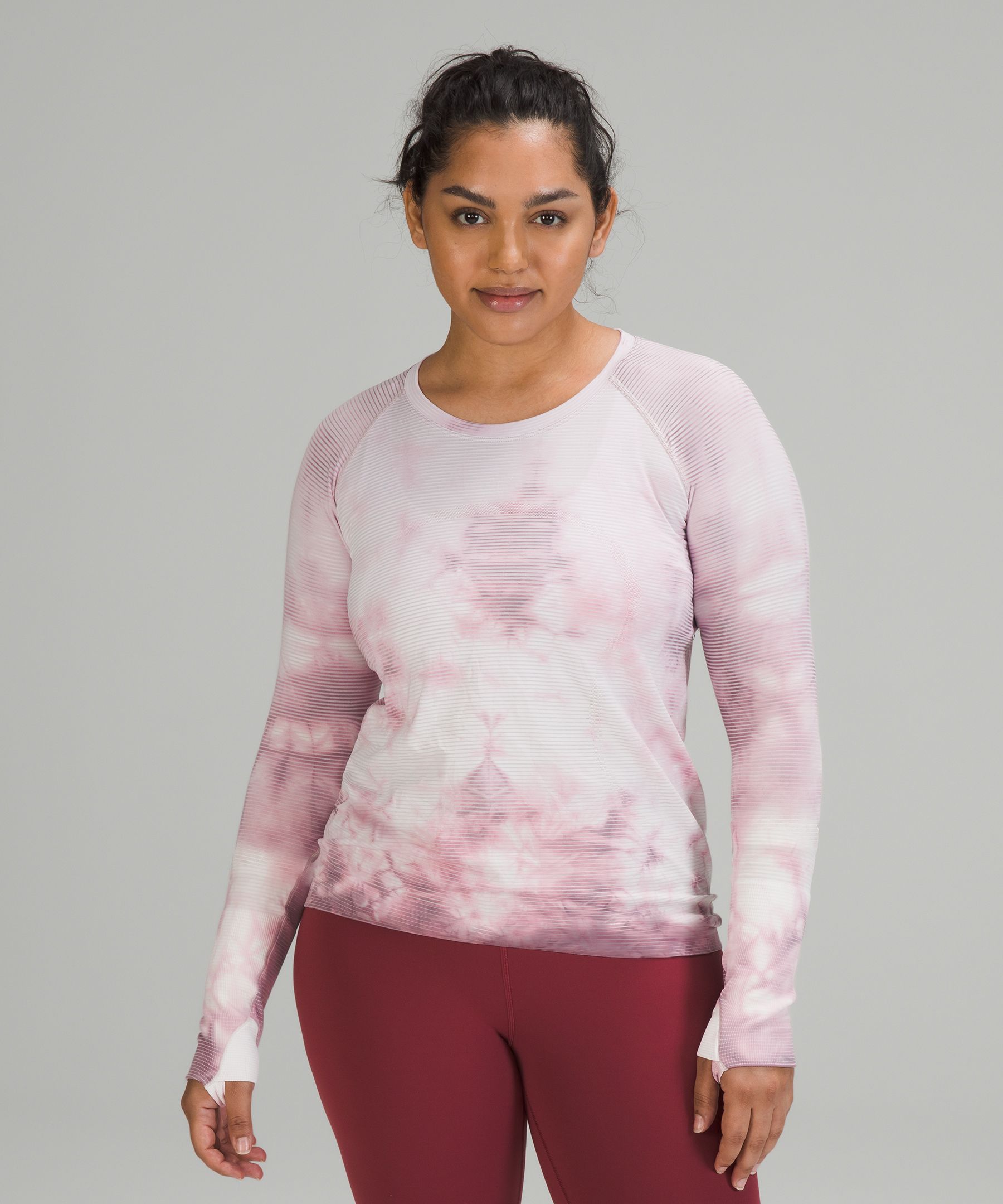 Lululemon Swiftly Tech Long Sleeve Shirt 2.0 In Shibori Stripe Pink Taupe
