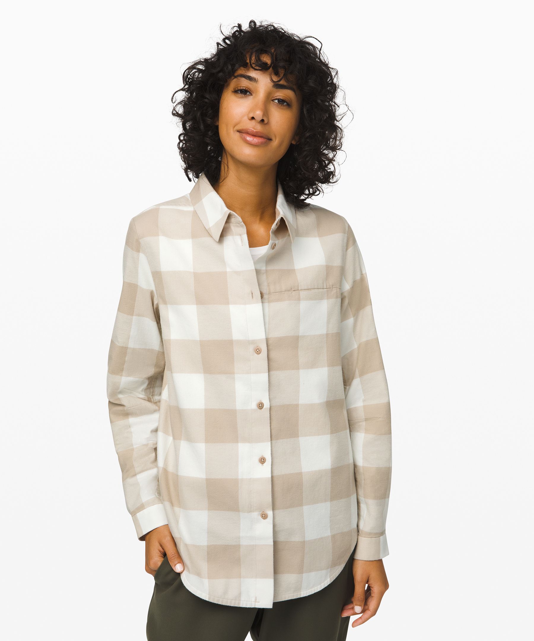 Lululemon Full Day Ahead Shirt In Revive Plaid Mojave Tan Nimbus ModeSens