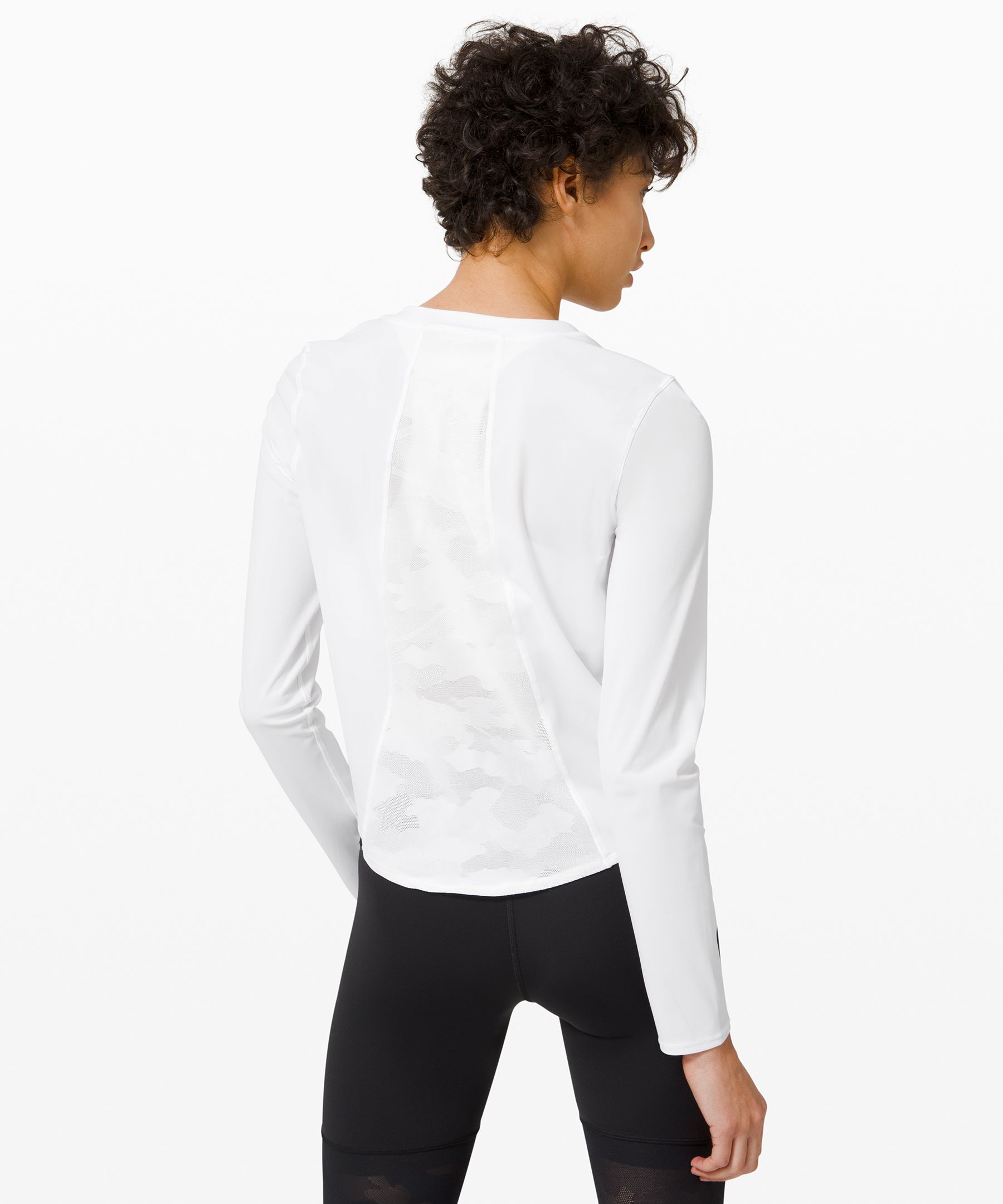 lululemon athletica Ventilated Mesh-back Running Long Sleeve Shirt in White