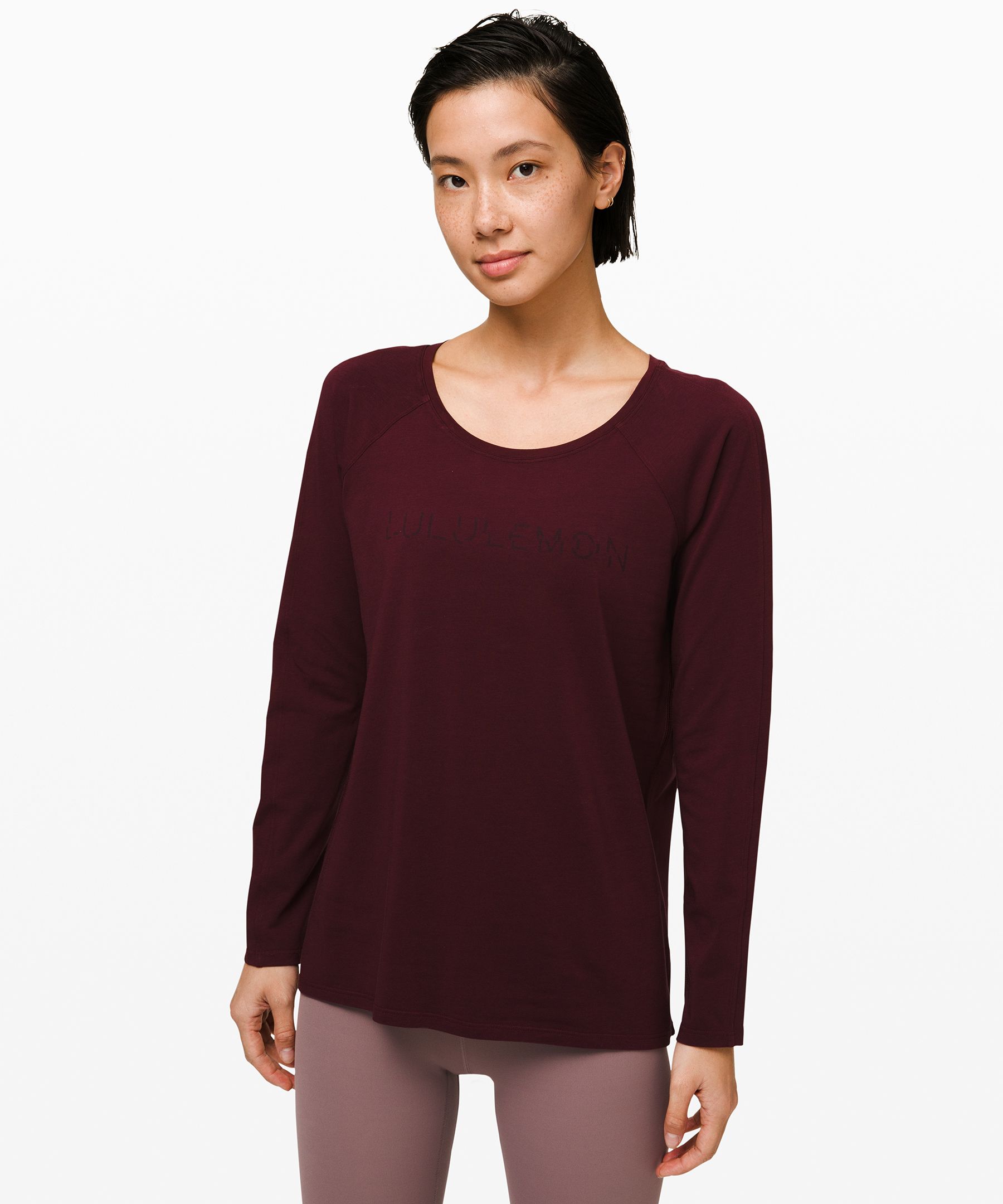 Lululemon Emerald Long Sleeve In Burgundy