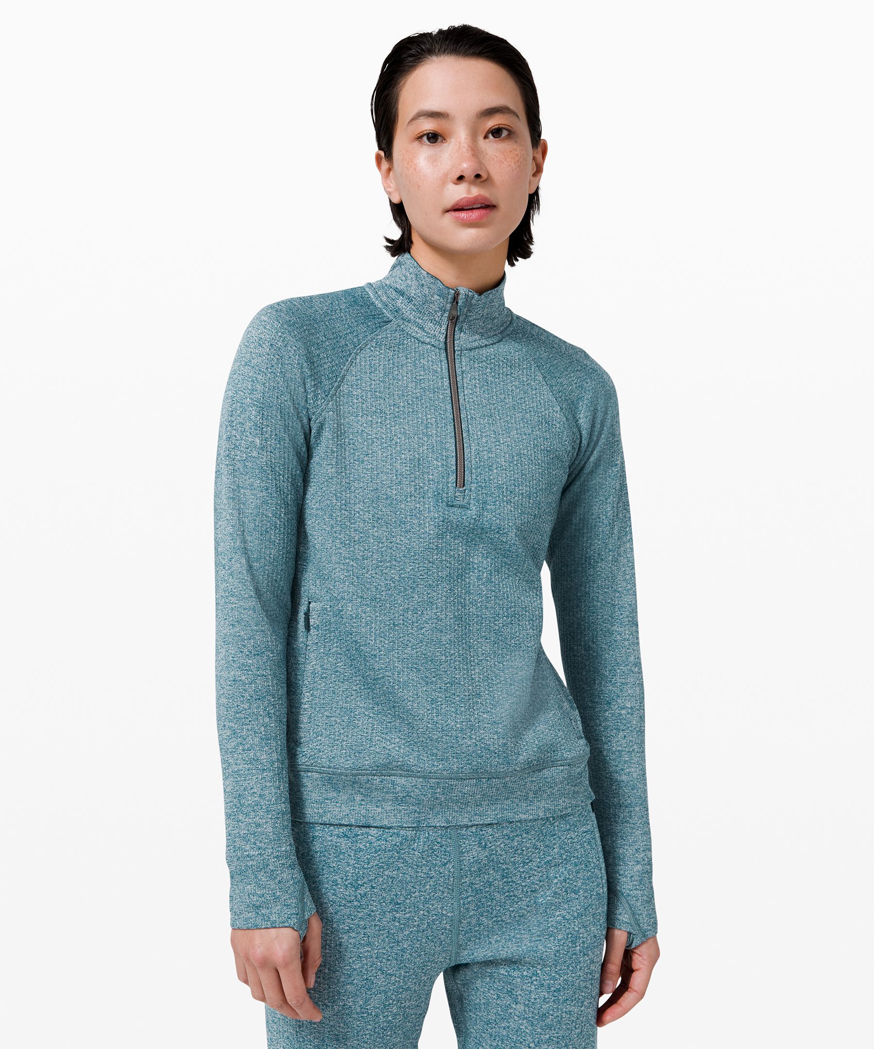 Lululemon Engineered Warmth Half Zip In Rainforest Green