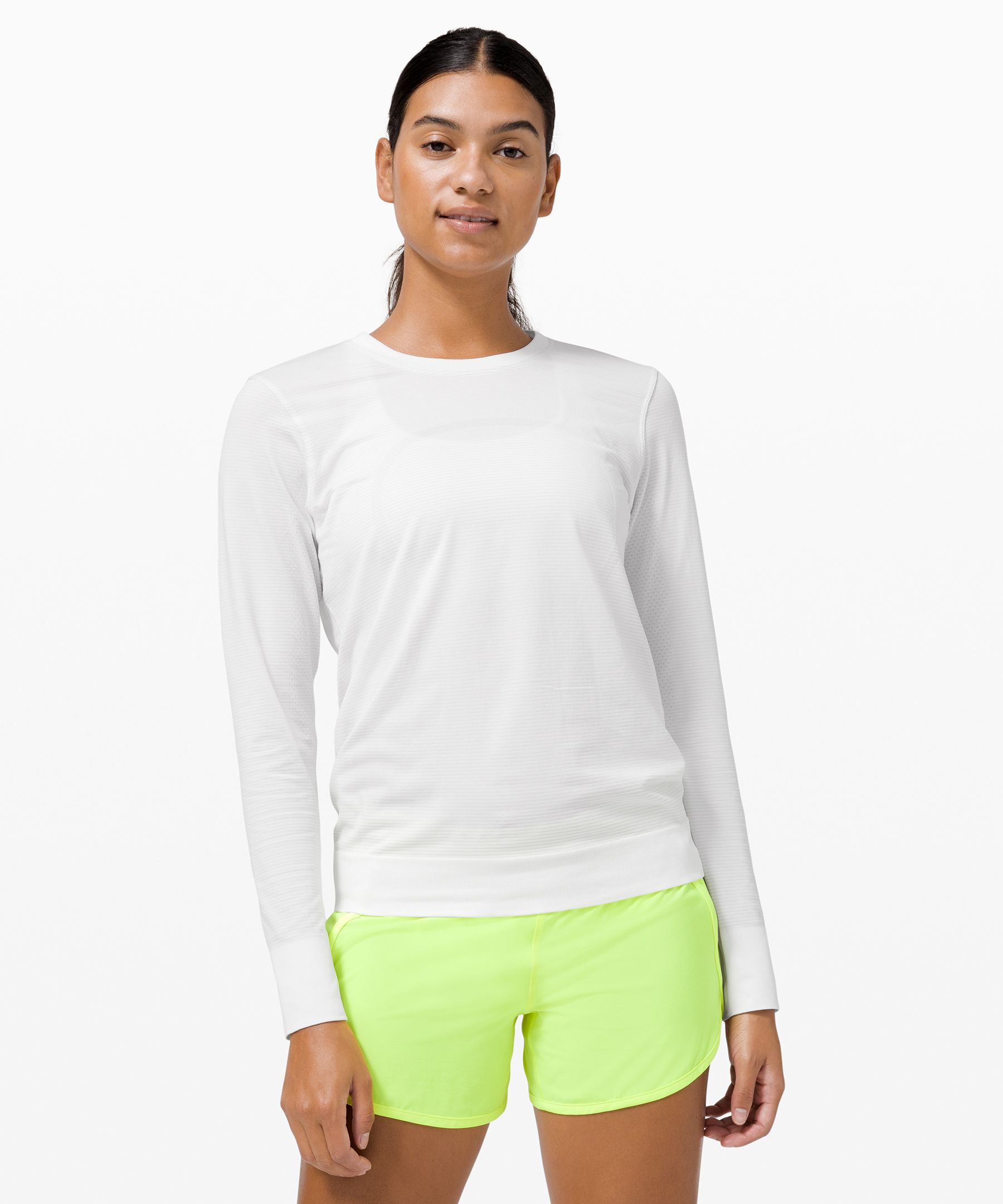 Lululemon Swiftly Breathe Relaxed-fit Long Sleeve Shirt - Slate/white