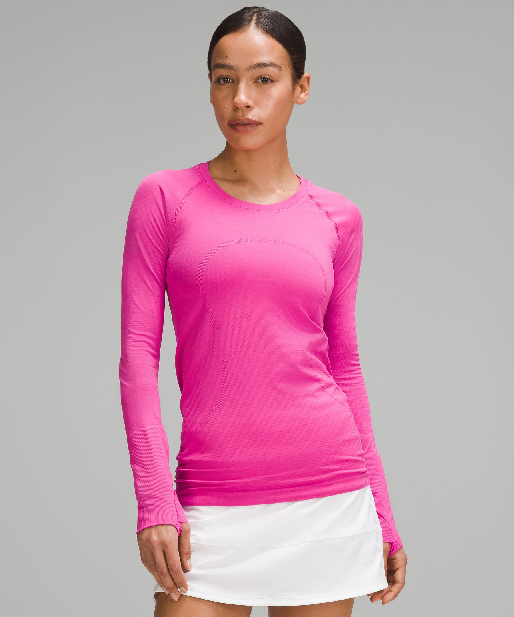 Lululemon Training Swiftly Relaxed Long-Sleeve Shirt - Neon/Pink - Size 10