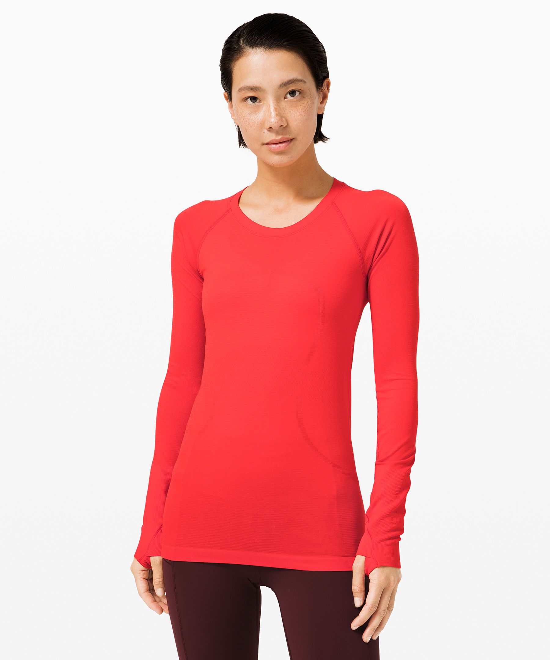 red lululemon shirt