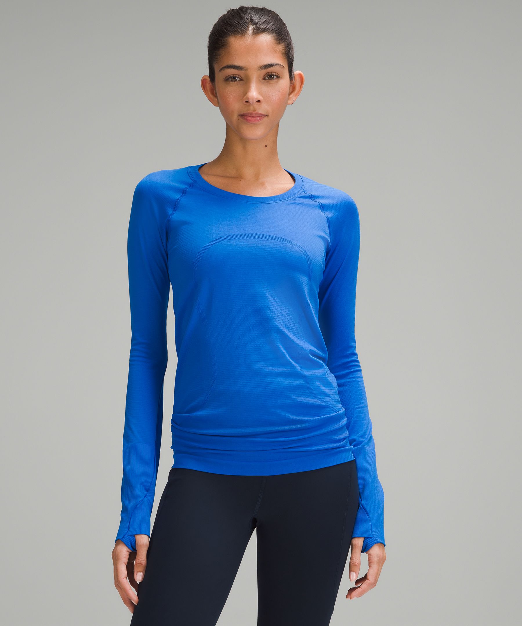 Lululemon Swiftly Relaxed-Fit Long Sleeve Shirt - Covered Camo Poolside /  Aero Blue - lulu fanatics