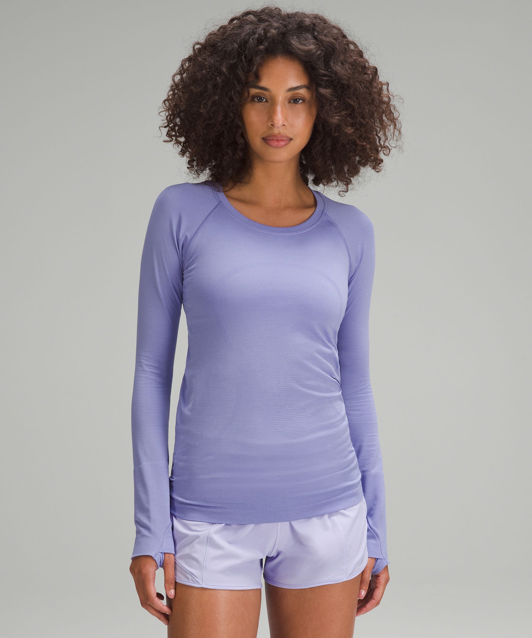 Lululemon Swiftly Tech Long Sleeve Crew - Black / White (Grey Ombre) - lulu  fanatics