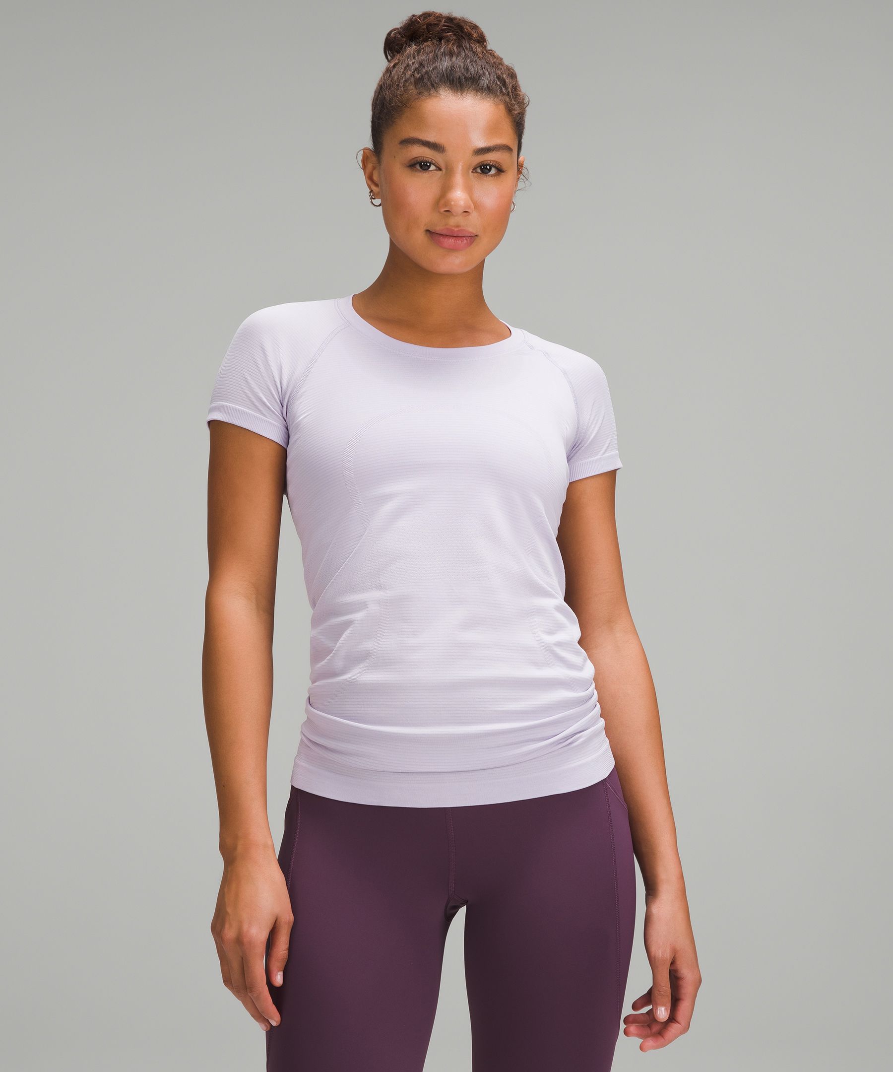 lululemon athletica Swiftly Tech Cropped Short-sleeve Shirt 2.0 in Gray