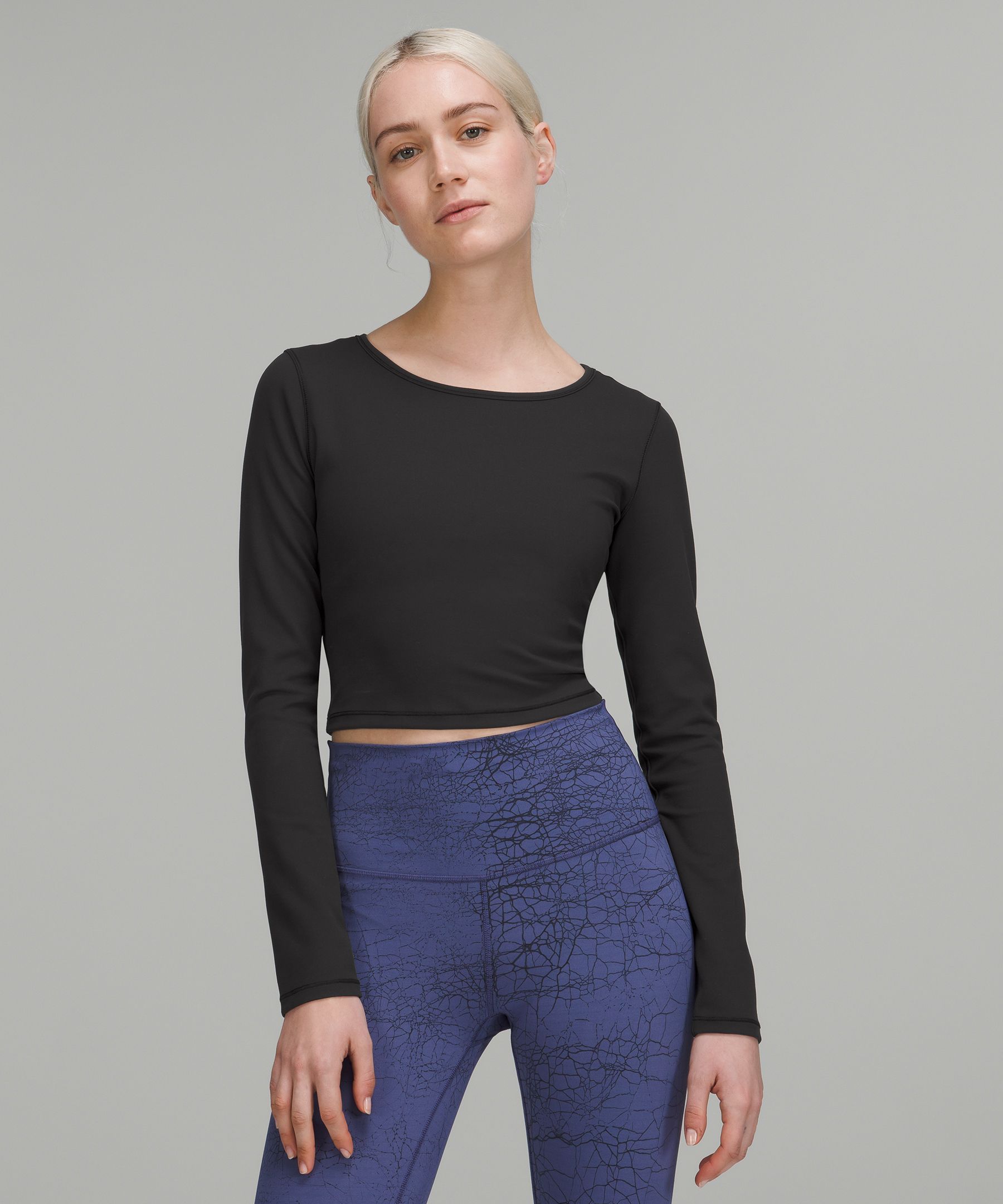 Lululemon Wunder Train Cropped Long Sleeve Shirt In Black | ModeSens