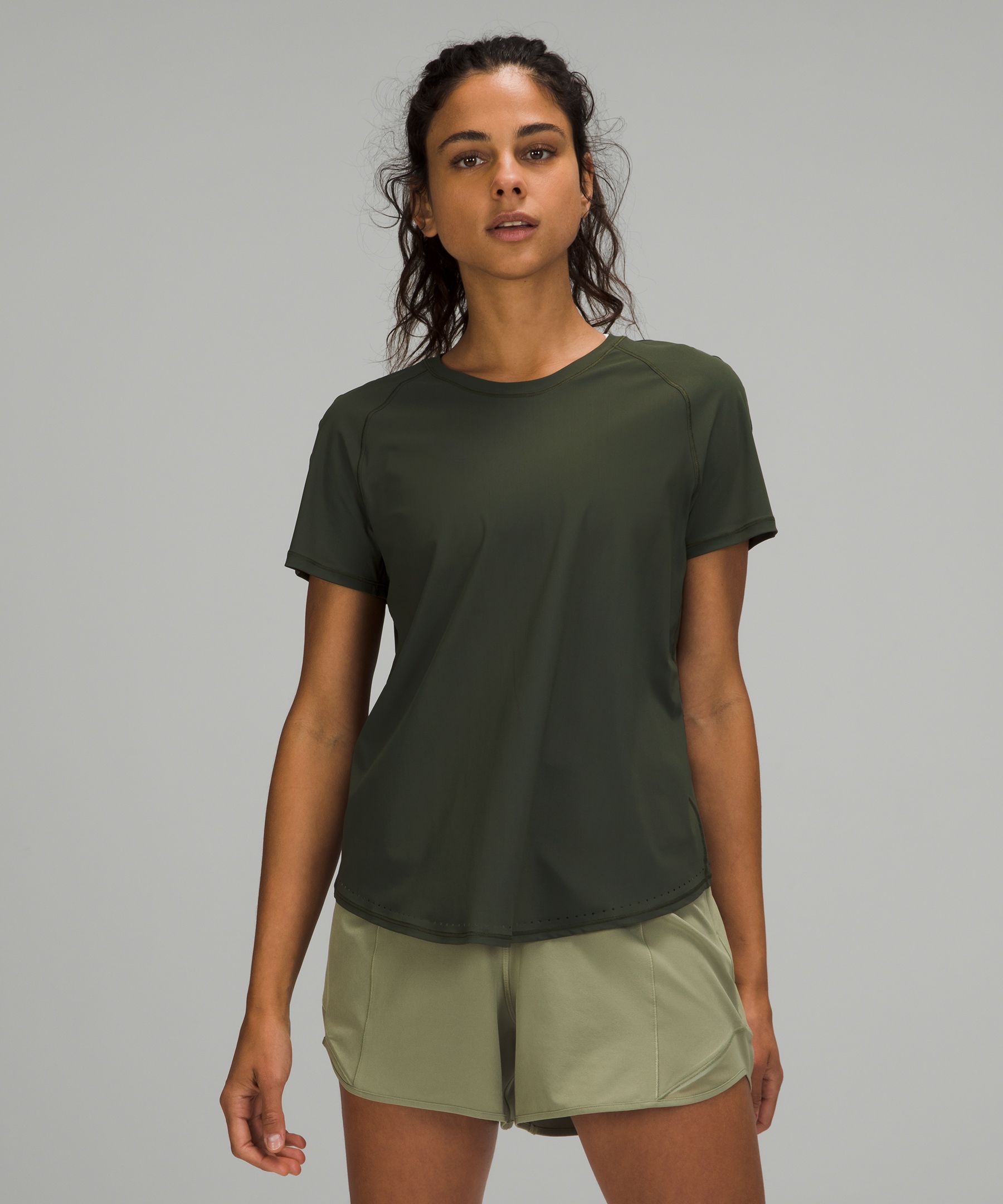 Lululemon Rise And Run Short Sleeve In Green