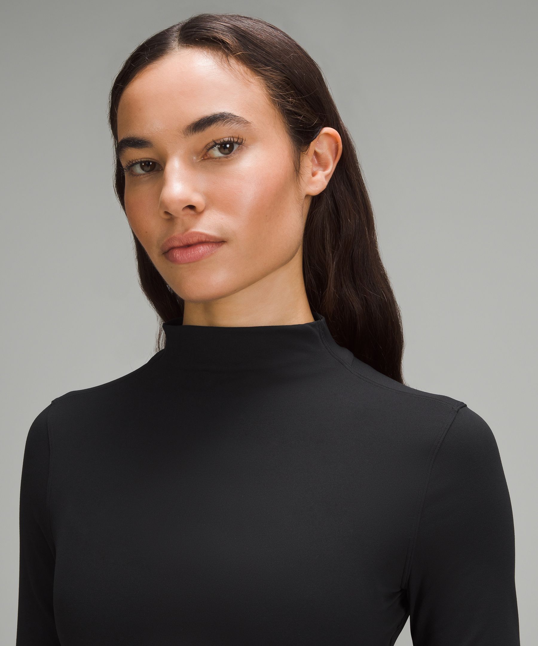 Lululemon LA Super Crop Mock Neck Turtleneck Long Sleeve - Dark Olive -  lulu fanatics