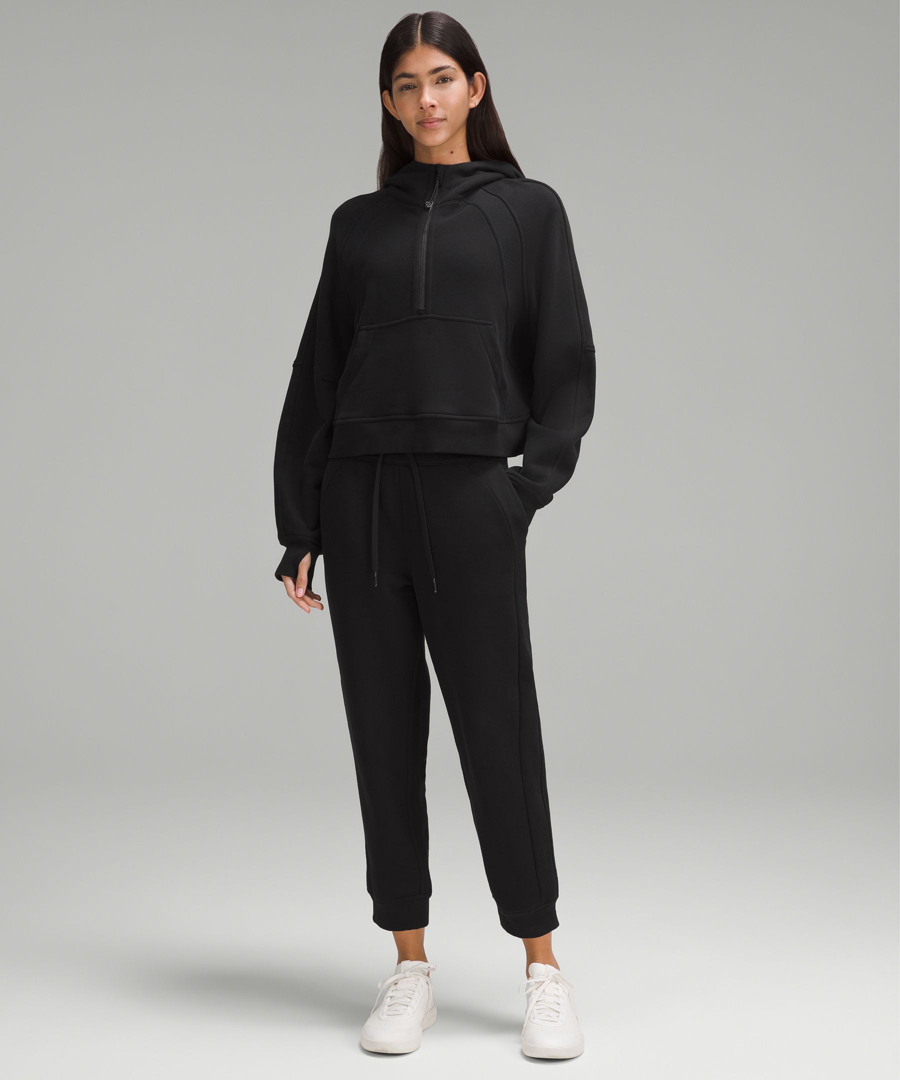 Shop Lululemon Scuba Oversized Half-zip Hoodie In Black