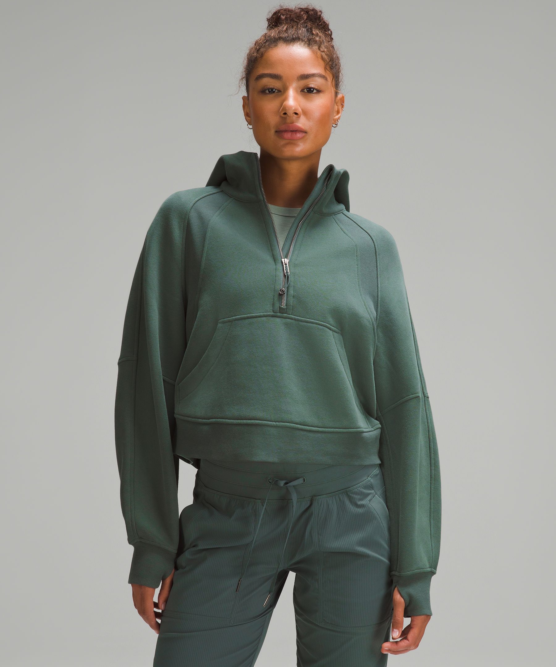 Lululemon Scuba Oversized 1/2 Zip Hoodie - Maldives Green - lulu fanatics