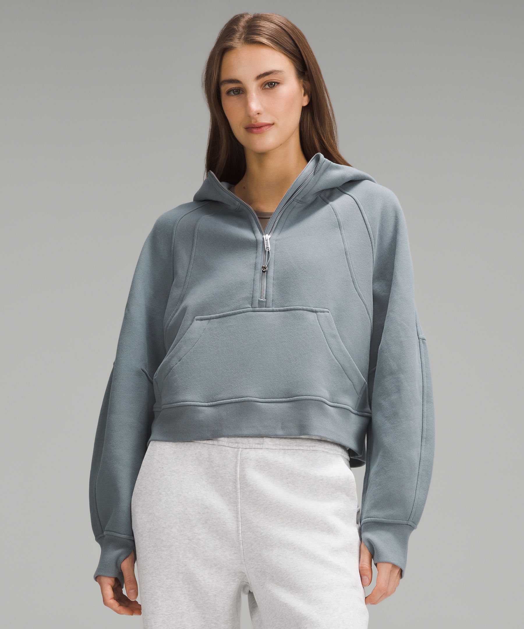 Sudadera Scuba amplia con capucha y media cremallera