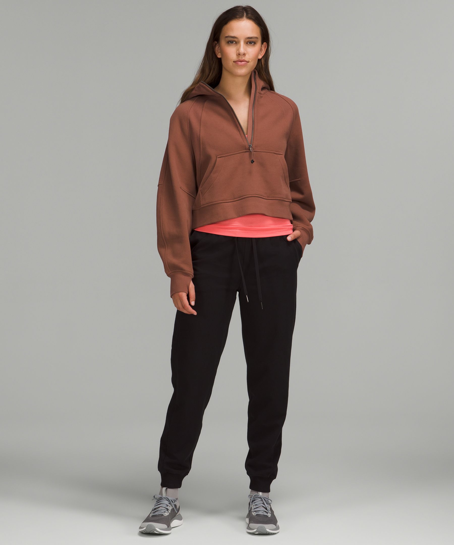 Scuba cotton-blend half-zip hoodie