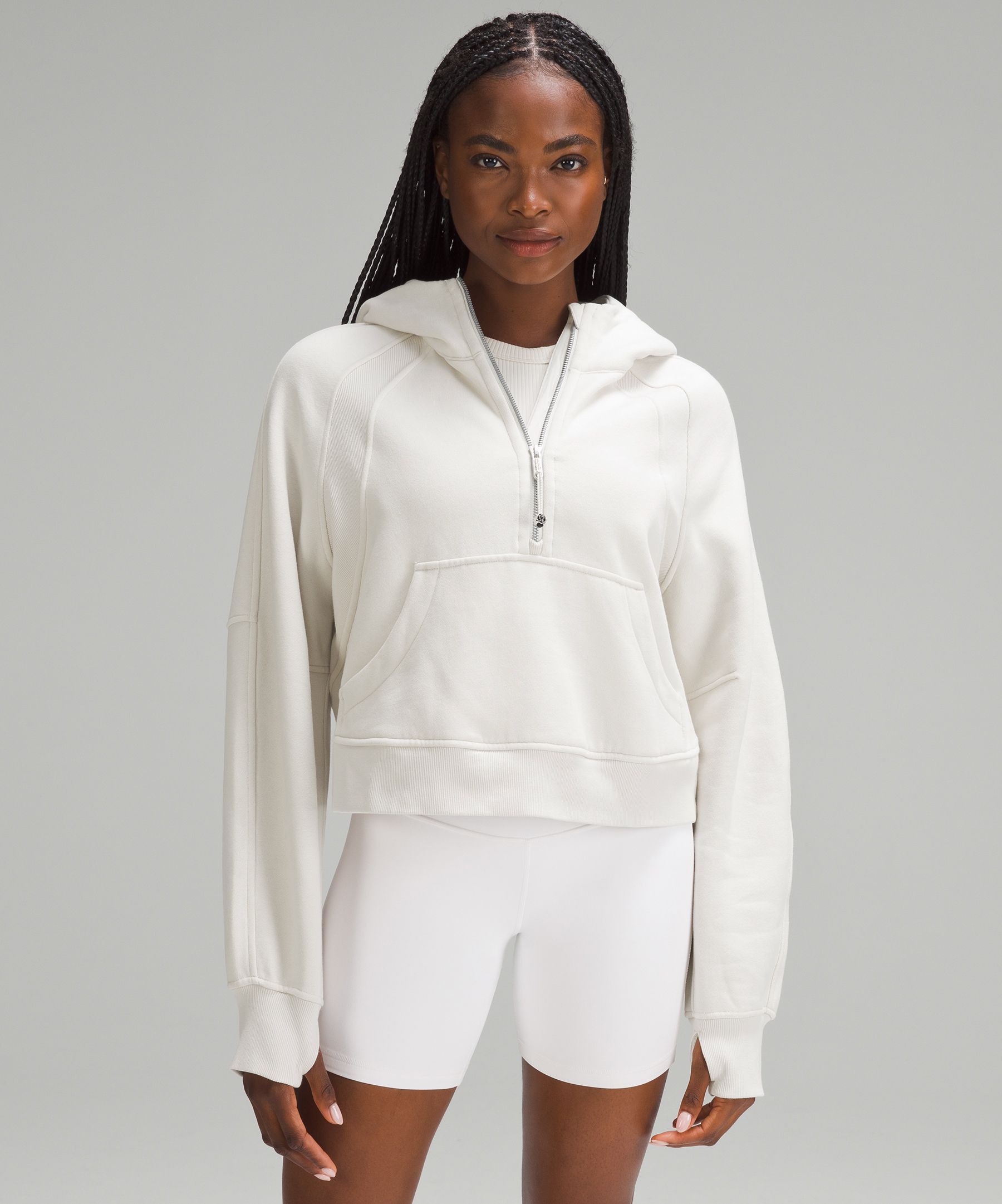 Lululemon Scuba Oversized Half-zip Hoodie In White Opal