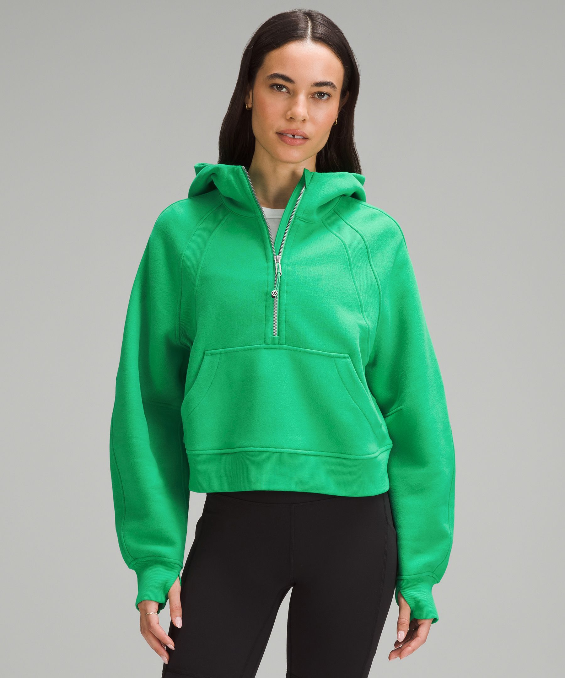 Women's Crested Scuba Oversized Half-Zip Hoodie Green - UBC Bookstore