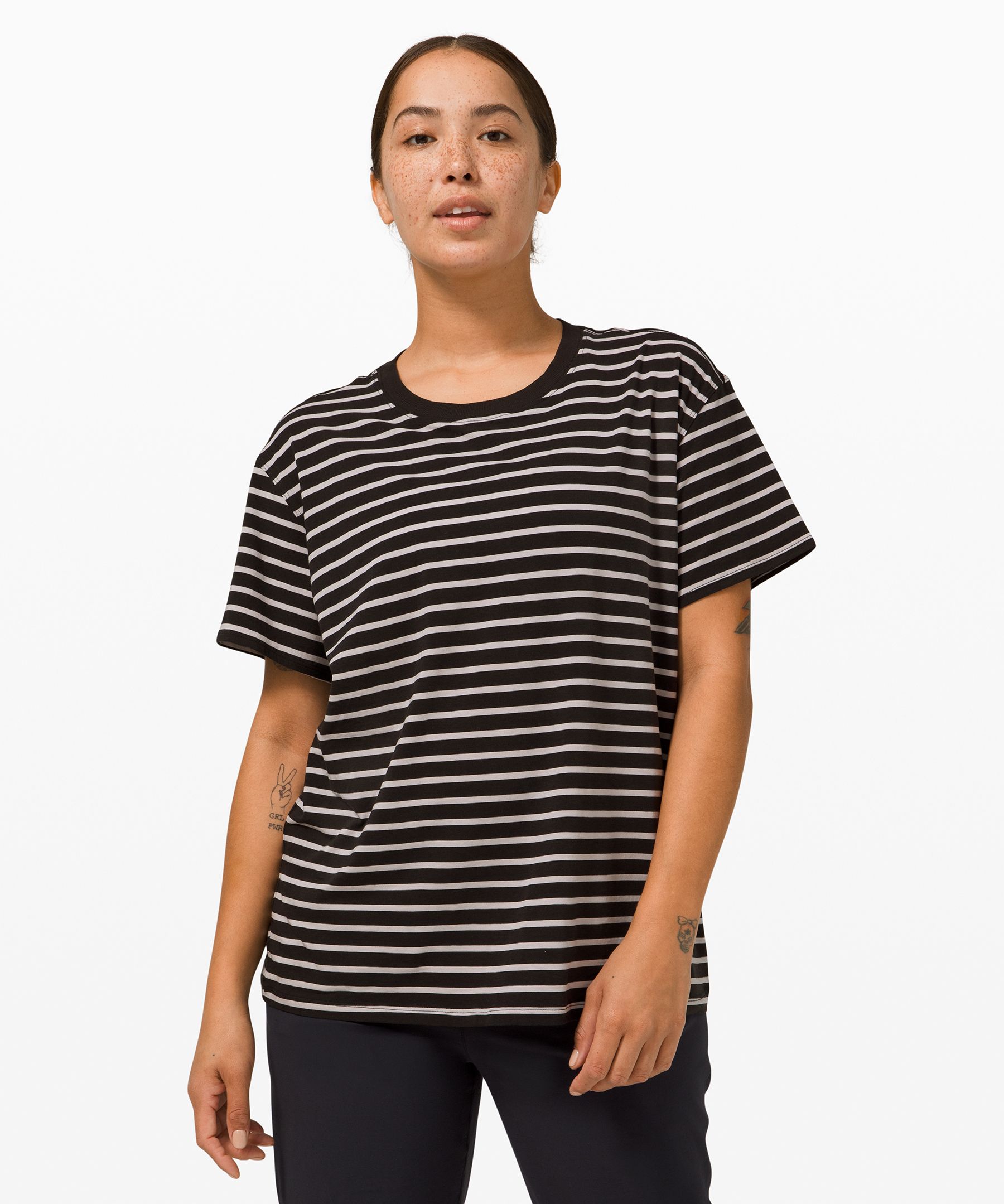 Lululemon All Yours Short Sleeve T-shirt In Yachtie Stripe Black Chrome