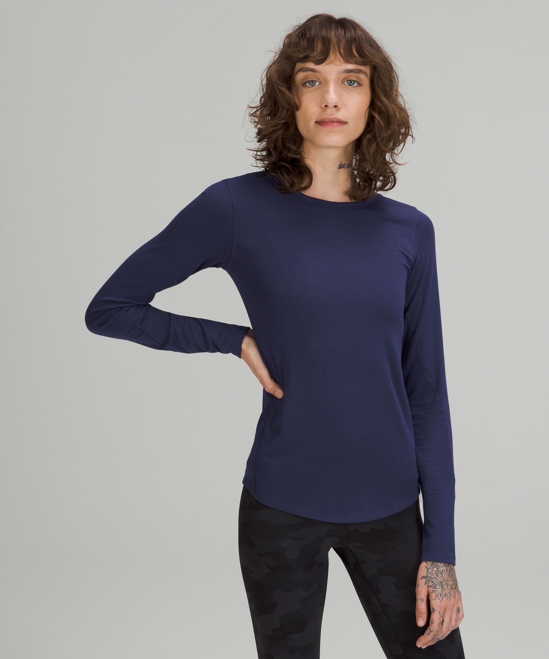 Lululemon Hold Tight Ribbed Long Sleeve Shirt In Blue