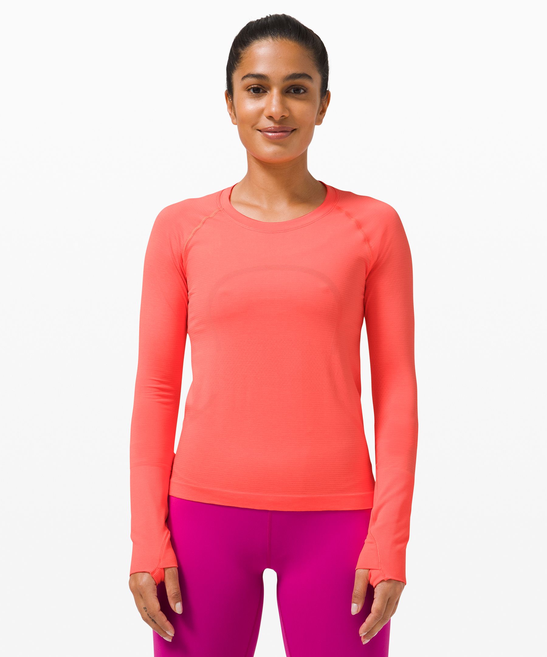 Lululemon Swiftly Tech Long Sleeve Shirt 2.0 *race Length In Orange
