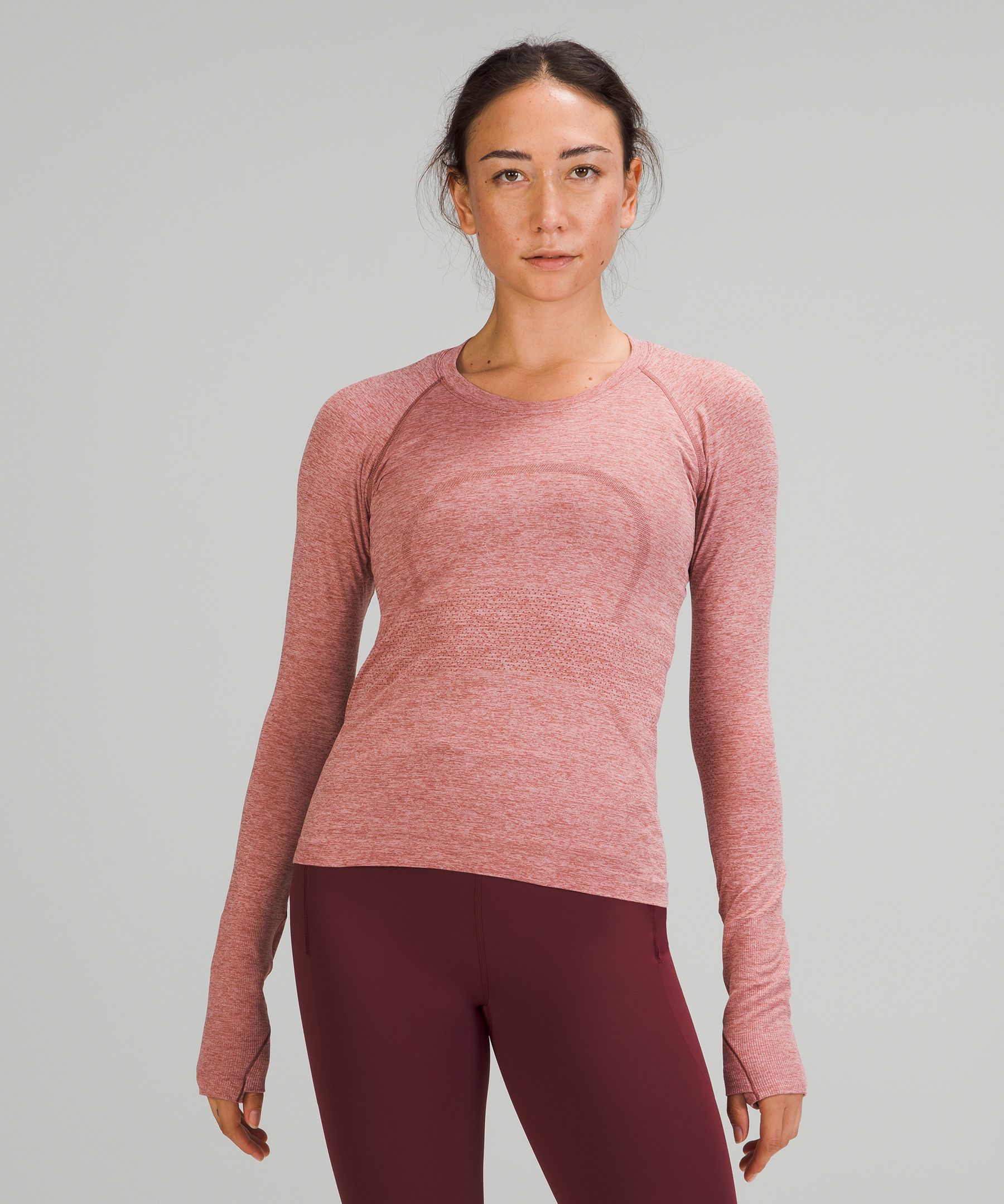 Lululemon Swiftly Tech Long Sleeve Shirt 2.0 Race Length In Spiced Chai/pink Rosebud