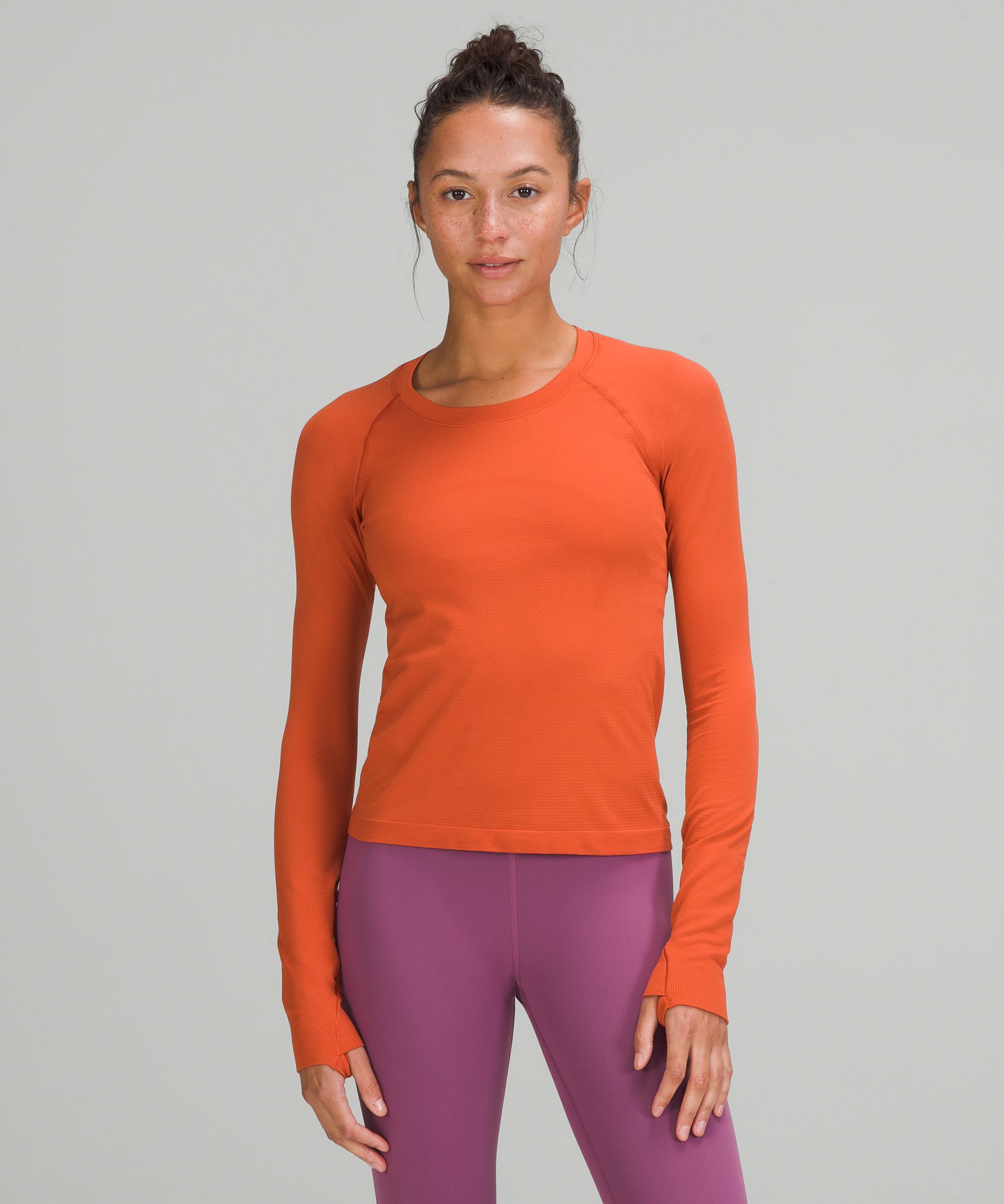 Lululemon Swiftly Tech Long Sleeve Shirt 2.0 Race Length In Canyon Orange/canyon Orange