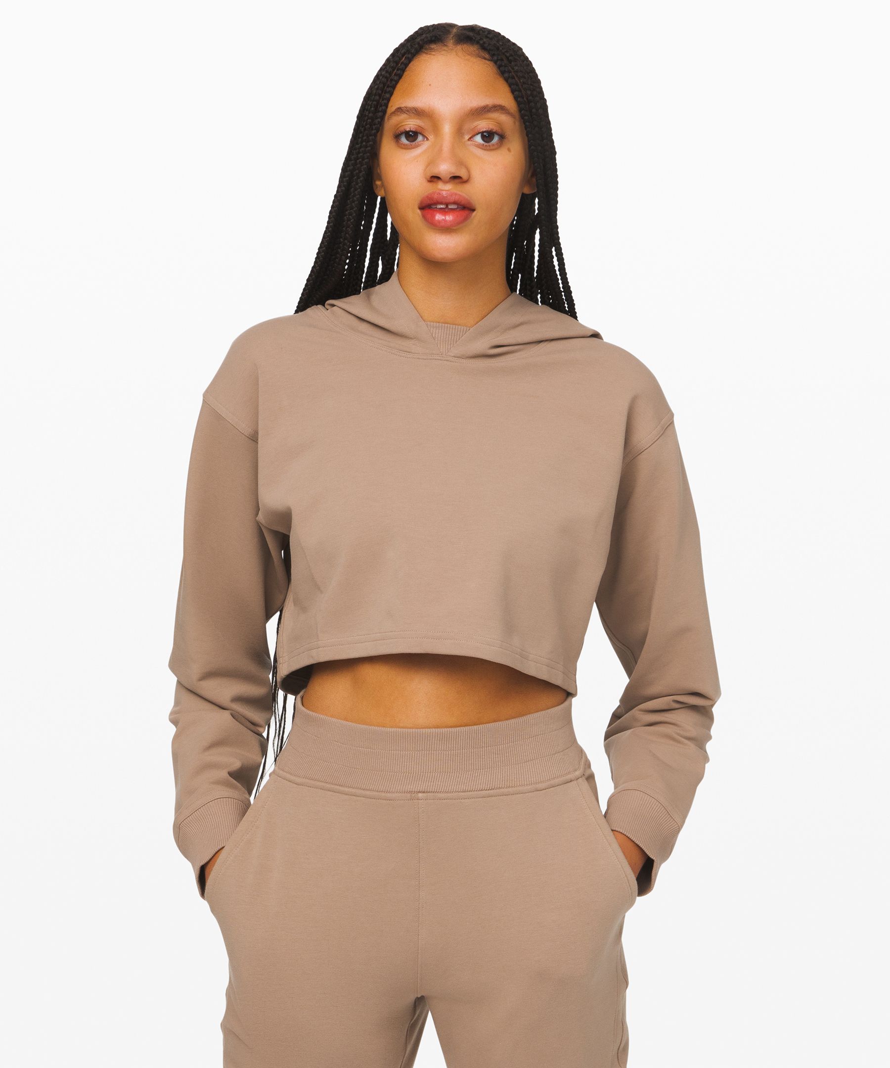 Lululemon La All Yours Cropped Hoodie In Soft Sand