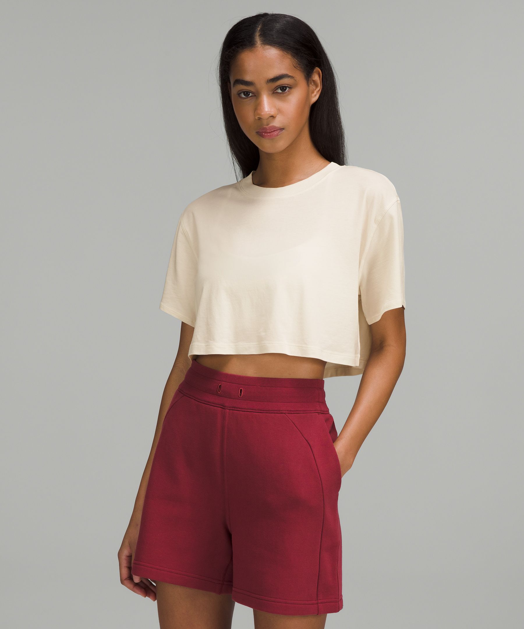 Lululemon All Yours Cropped T-shirt In White Opal
