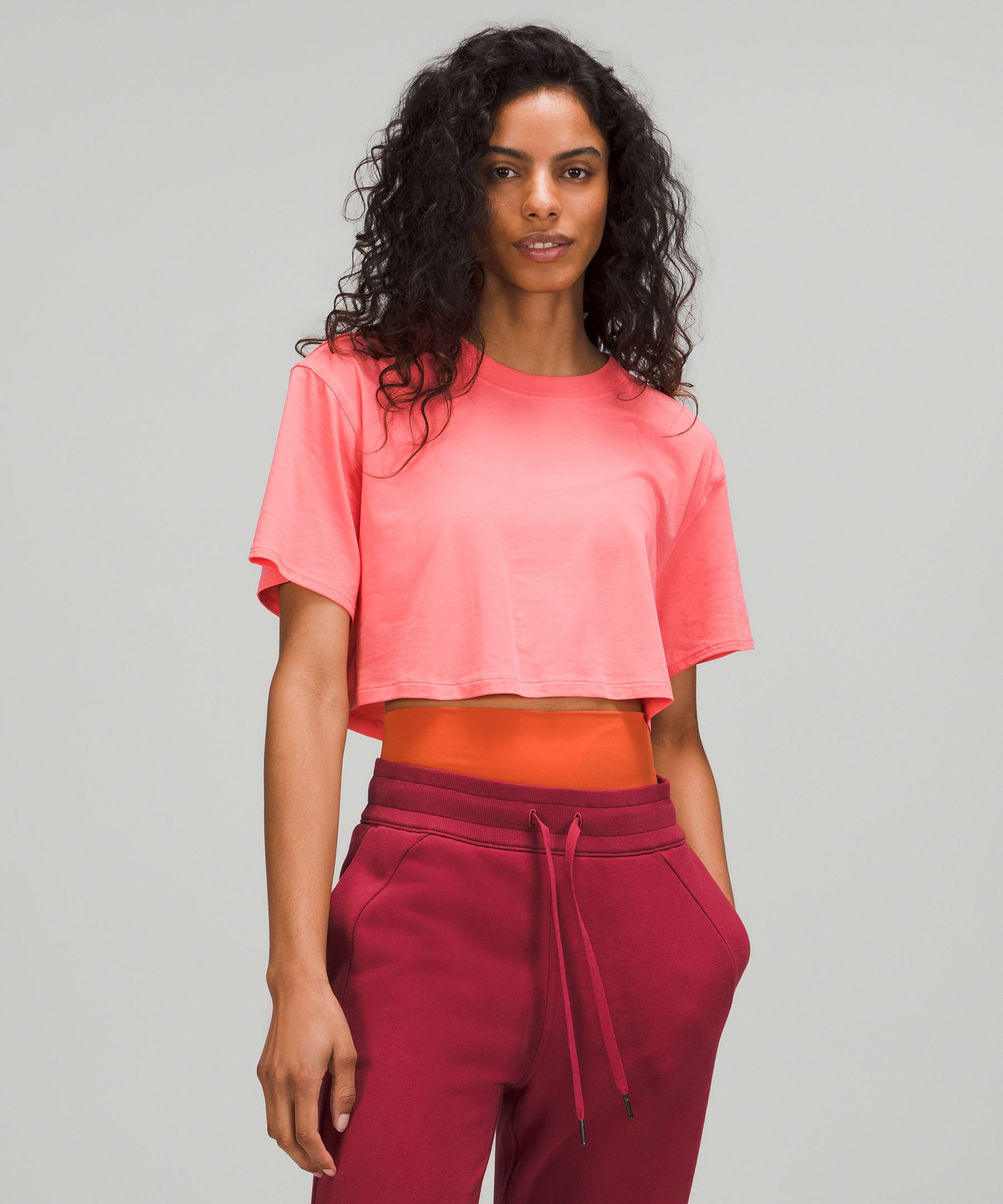 Lululemon All Yours Cropped T-shirt In Raspberry Cream