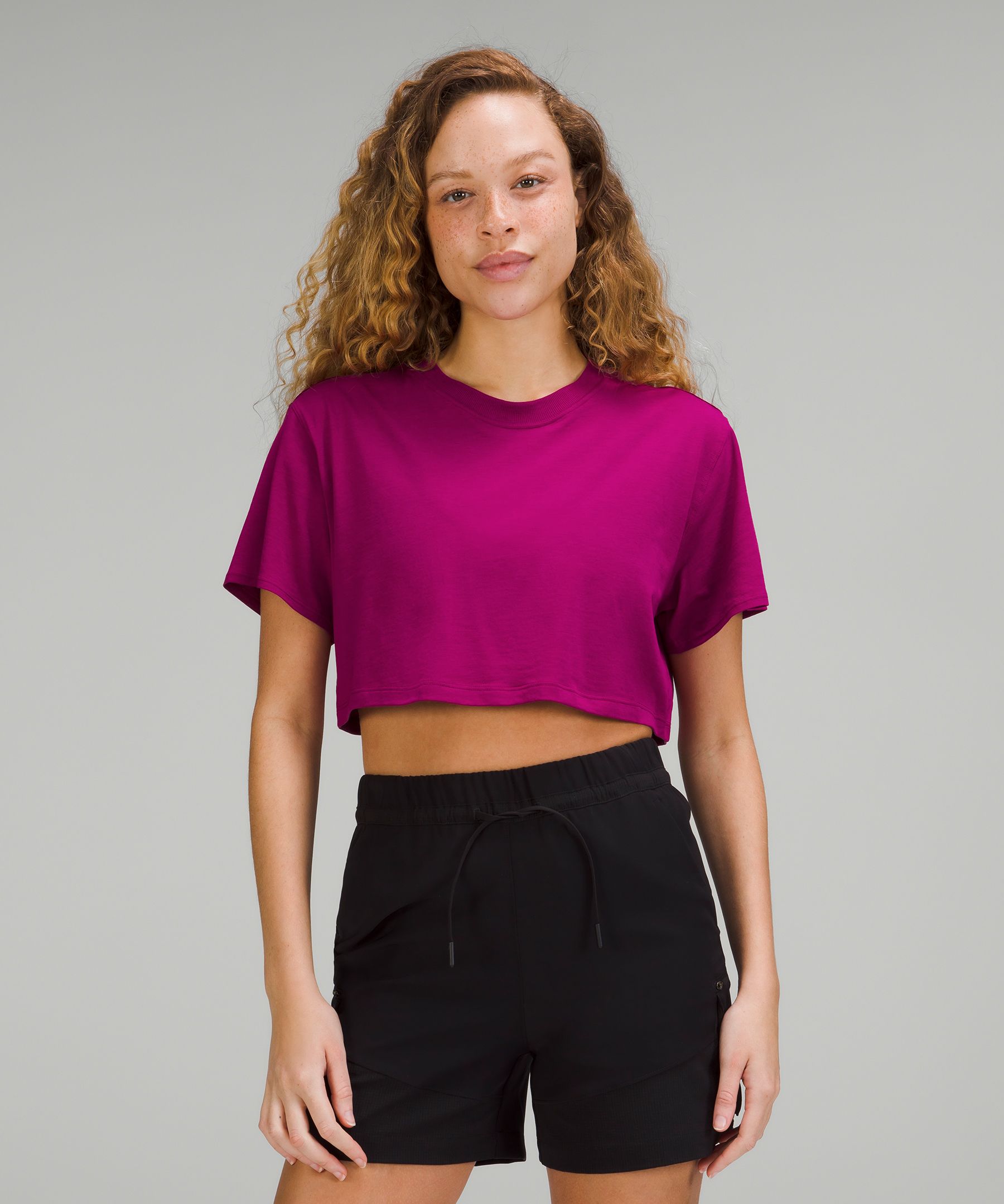 Lululemon All Yours Cropped T-shirt In Magenta Purple