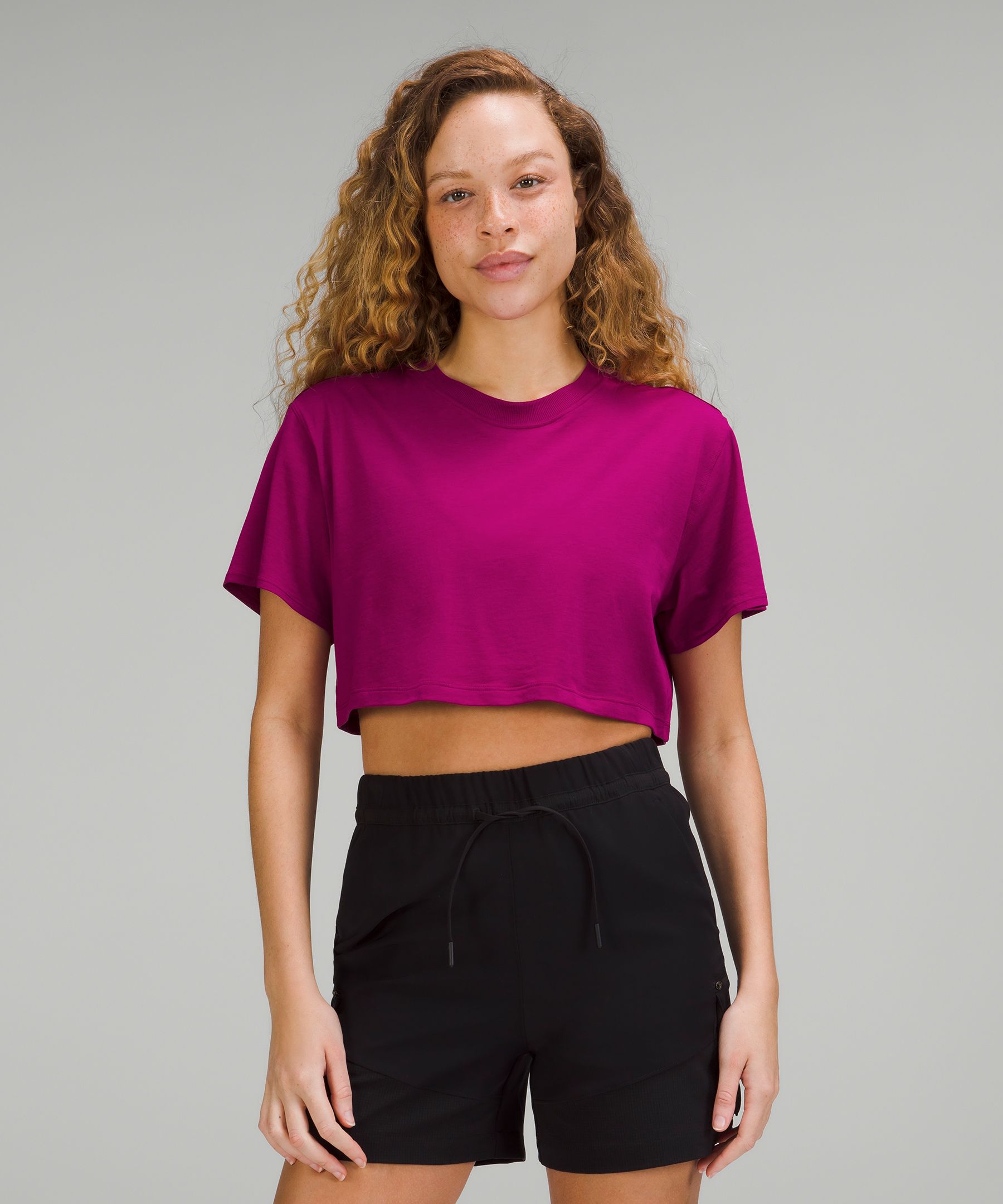 Lululemon All Yours Cropped T-Shirt - Sonic Pink (First Release) - lulu  fanatics