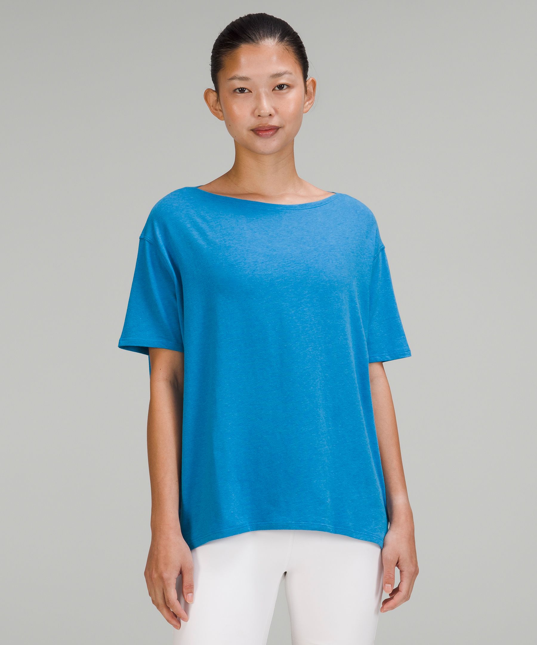 Lululemon Back in Action Short Sleeve Shirt *Nulu - Blue Linen